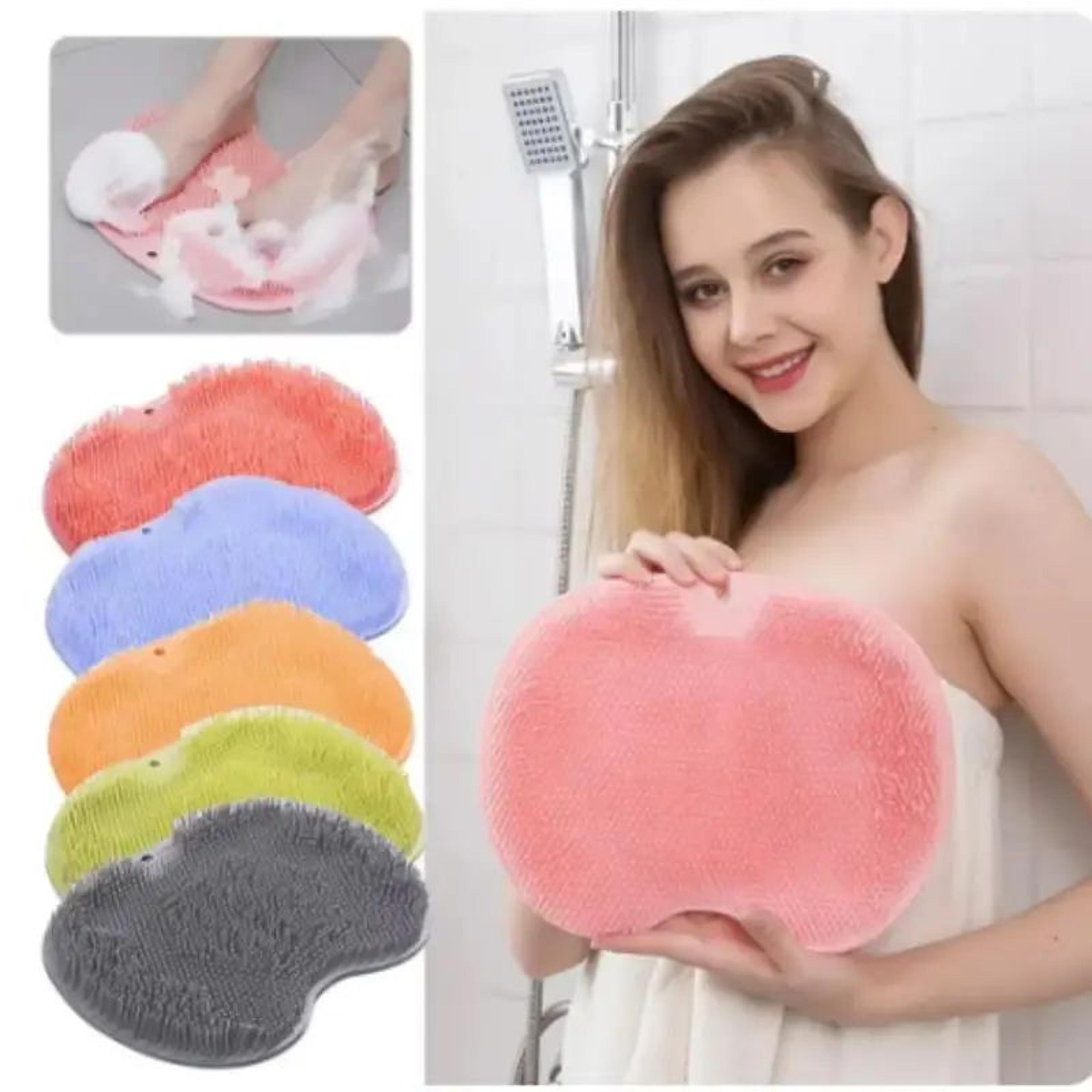 anti slip shower foot scrubber mat with suction cups | circular massage bath mat for feet & back, anti-fall safety