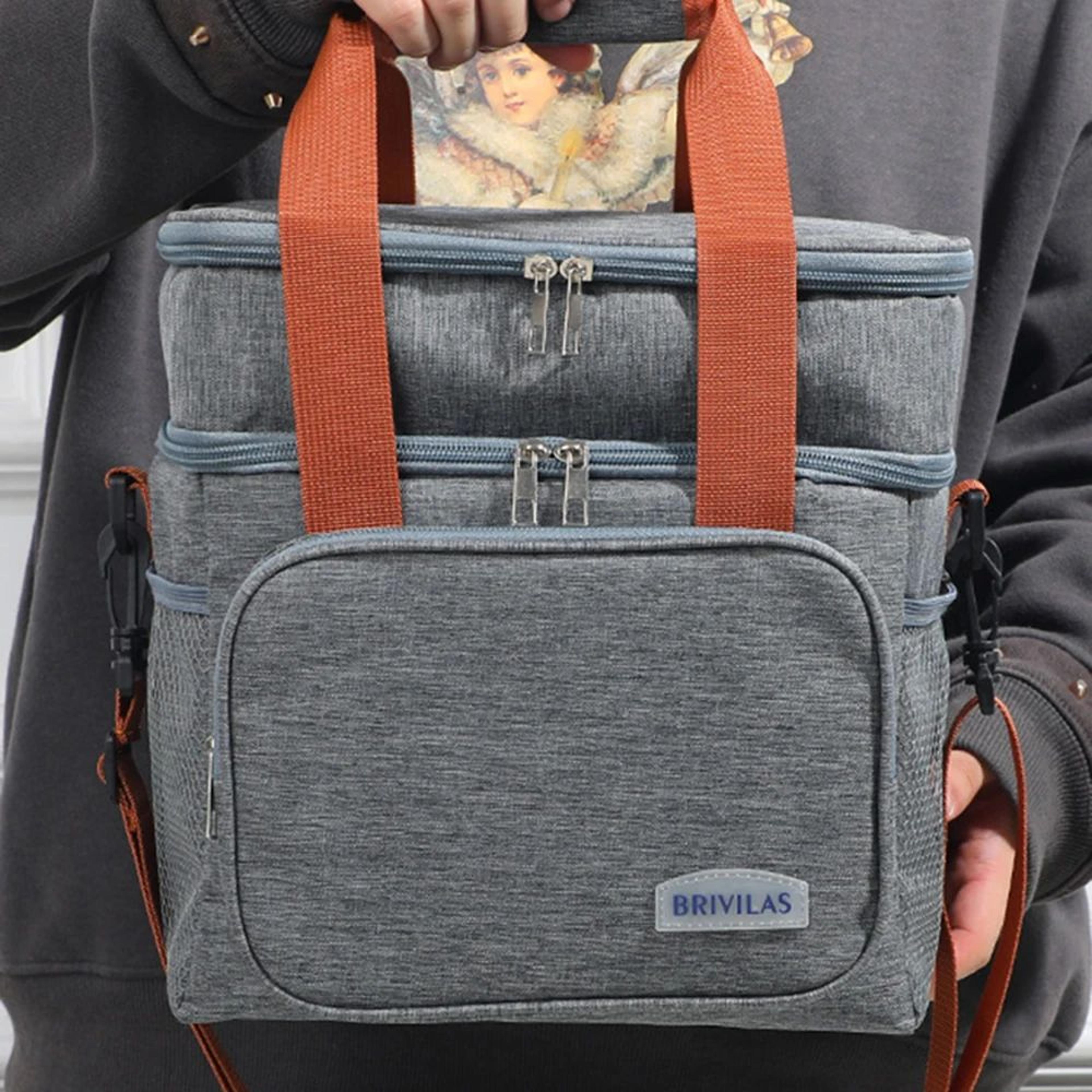 fashion crossbody insulated lunch bag | large capacity thermal food organizer for work, travel, business & daily use