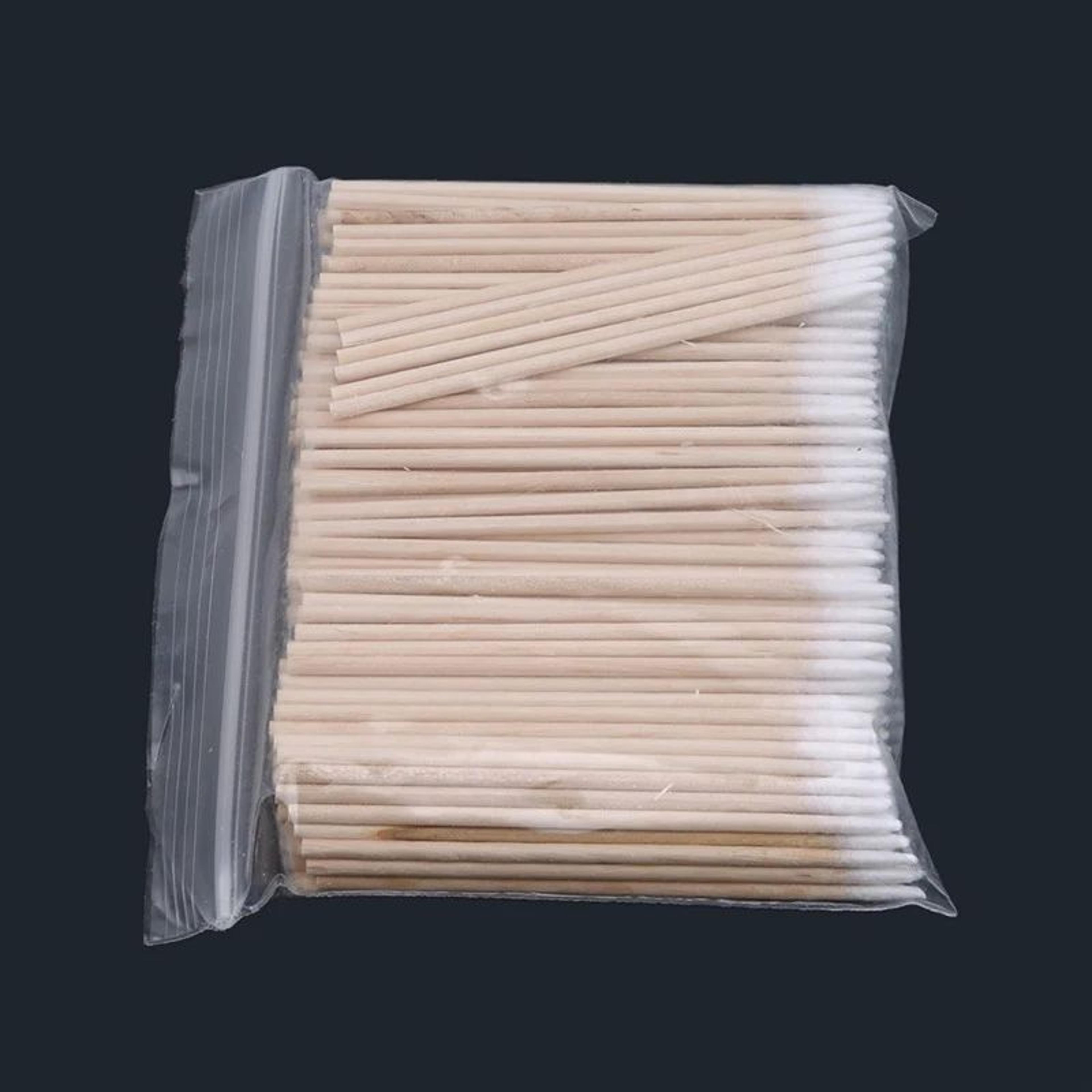 wooden handle cotton swabs | long tip precision cotton stick for makeup, cleaning, semi-permanent tattoo aftercare