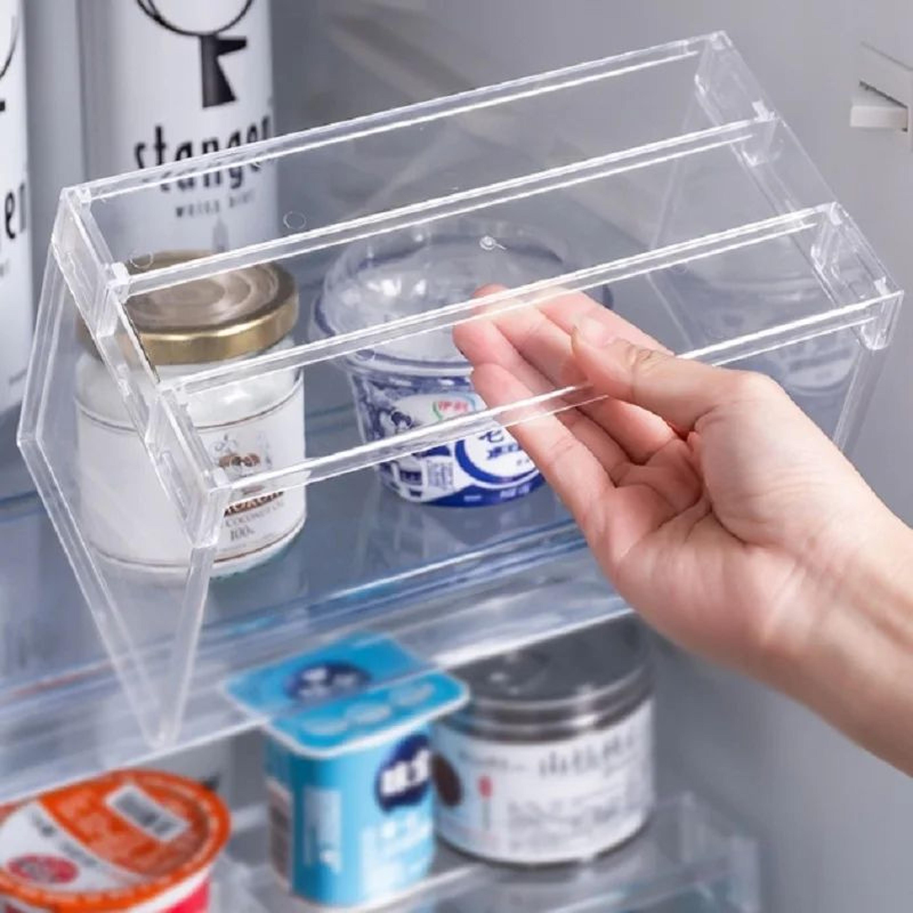 detachable transparent refrigerator storage rack with partition board | snap-on foldable fridge organizer shelf layer