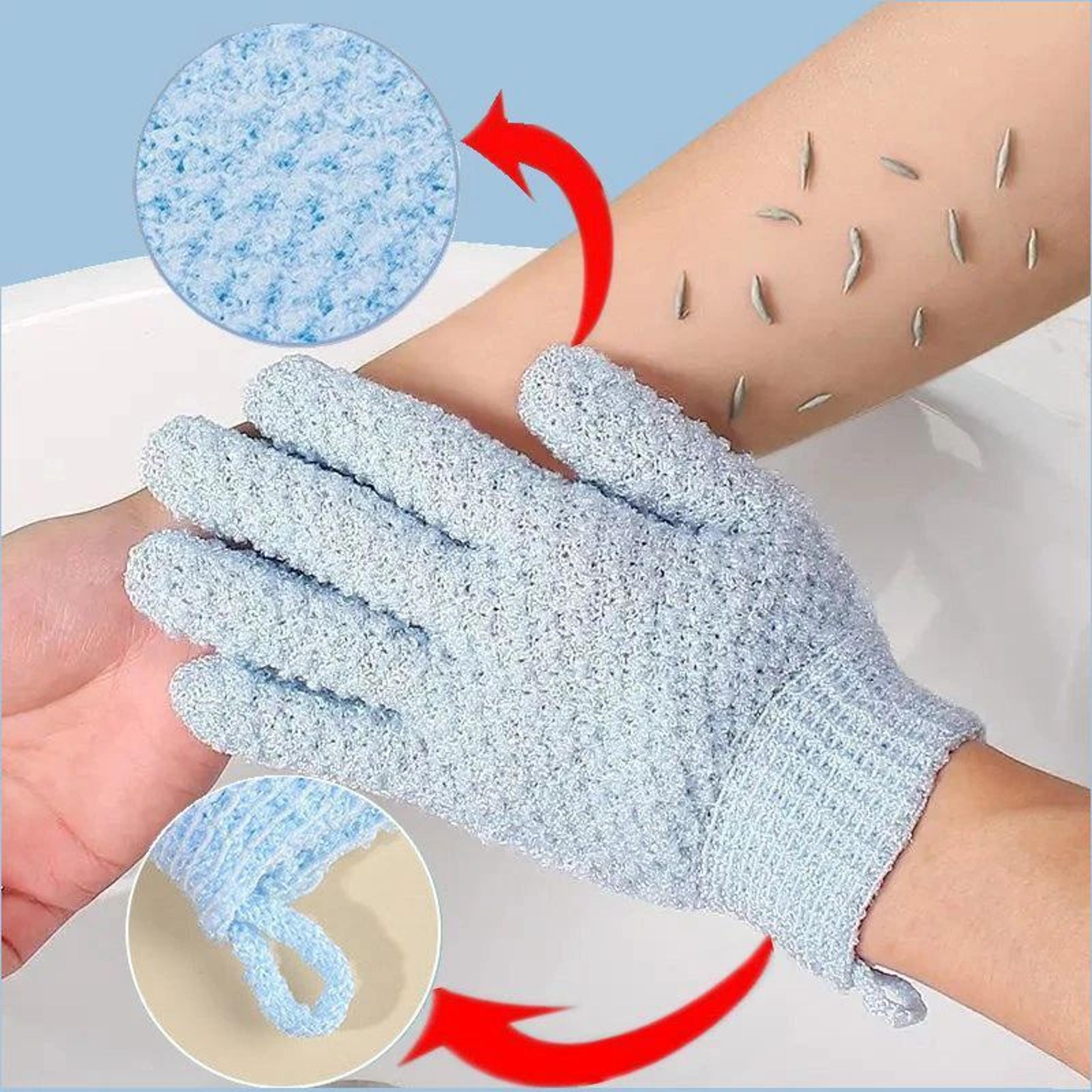 five-finger exfoliating shower gloves scrubbing towel for deep clean & body polish, frosted bath mitts shower tool
