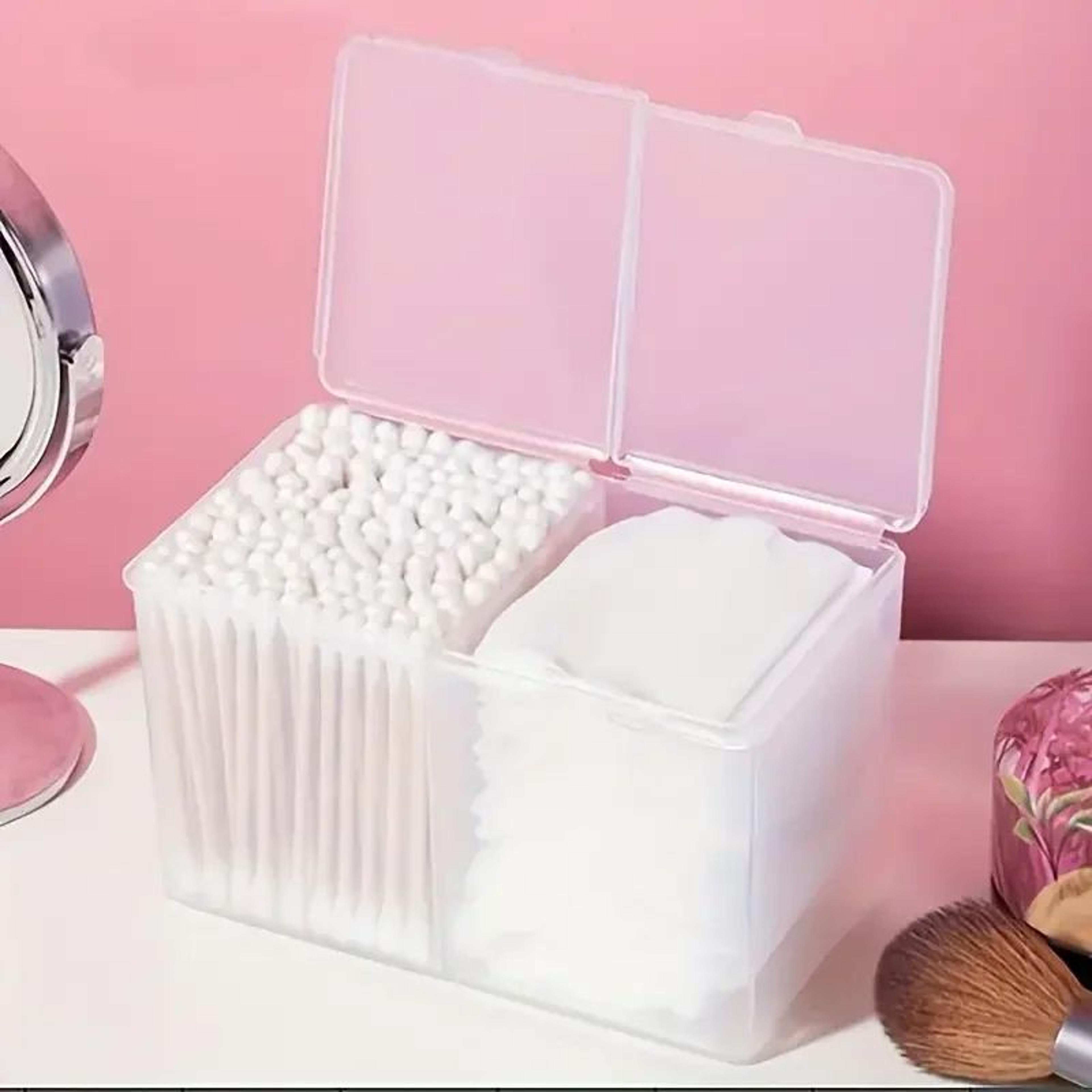 clear makeup storage box with lid, 2-grid dustproof cosmetic organizer for skincare, vanity countertop & bathroom use