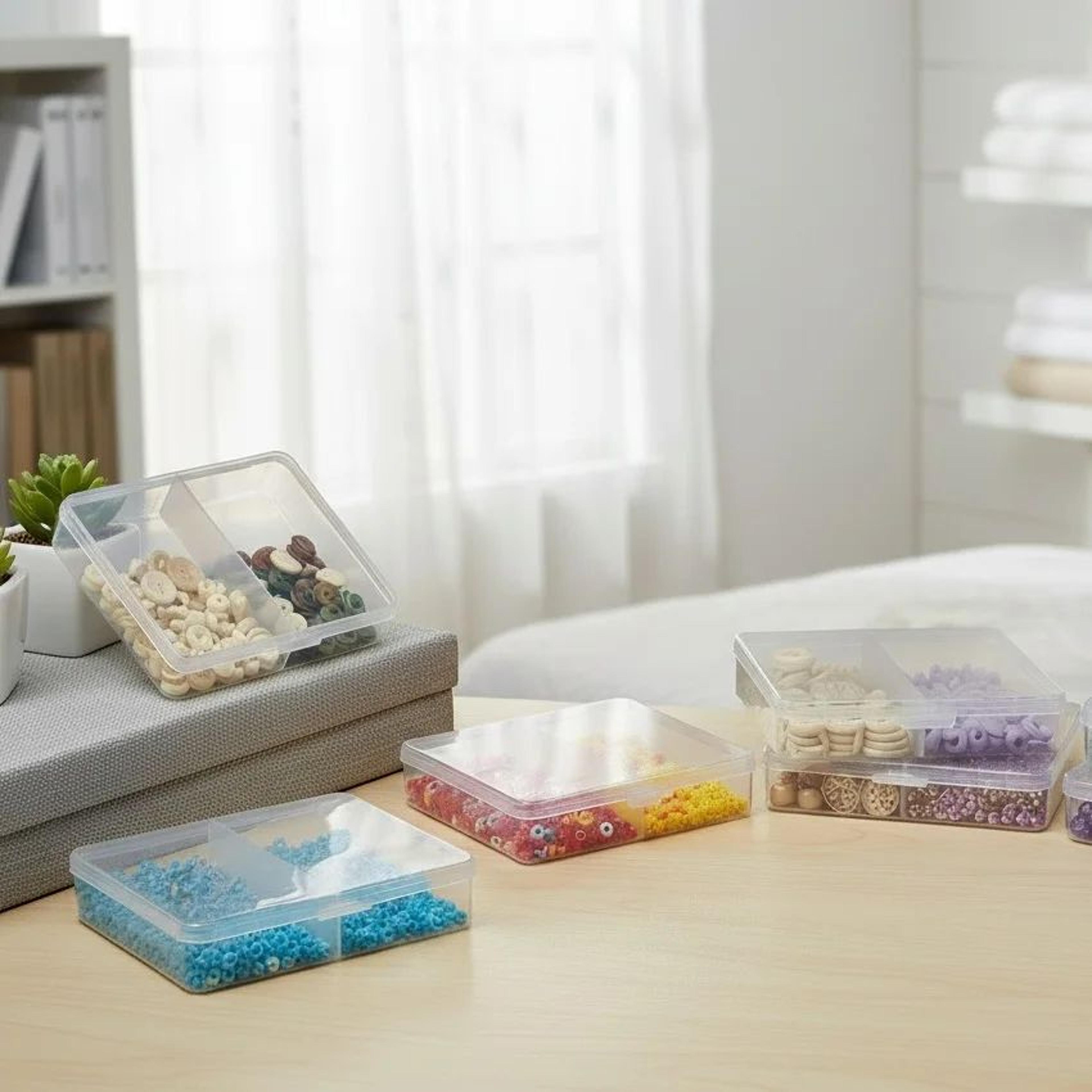 clear pp desktop storage box organizer 2-5 grid transparent jewelry & parts case for beads, crafts, screws & small items