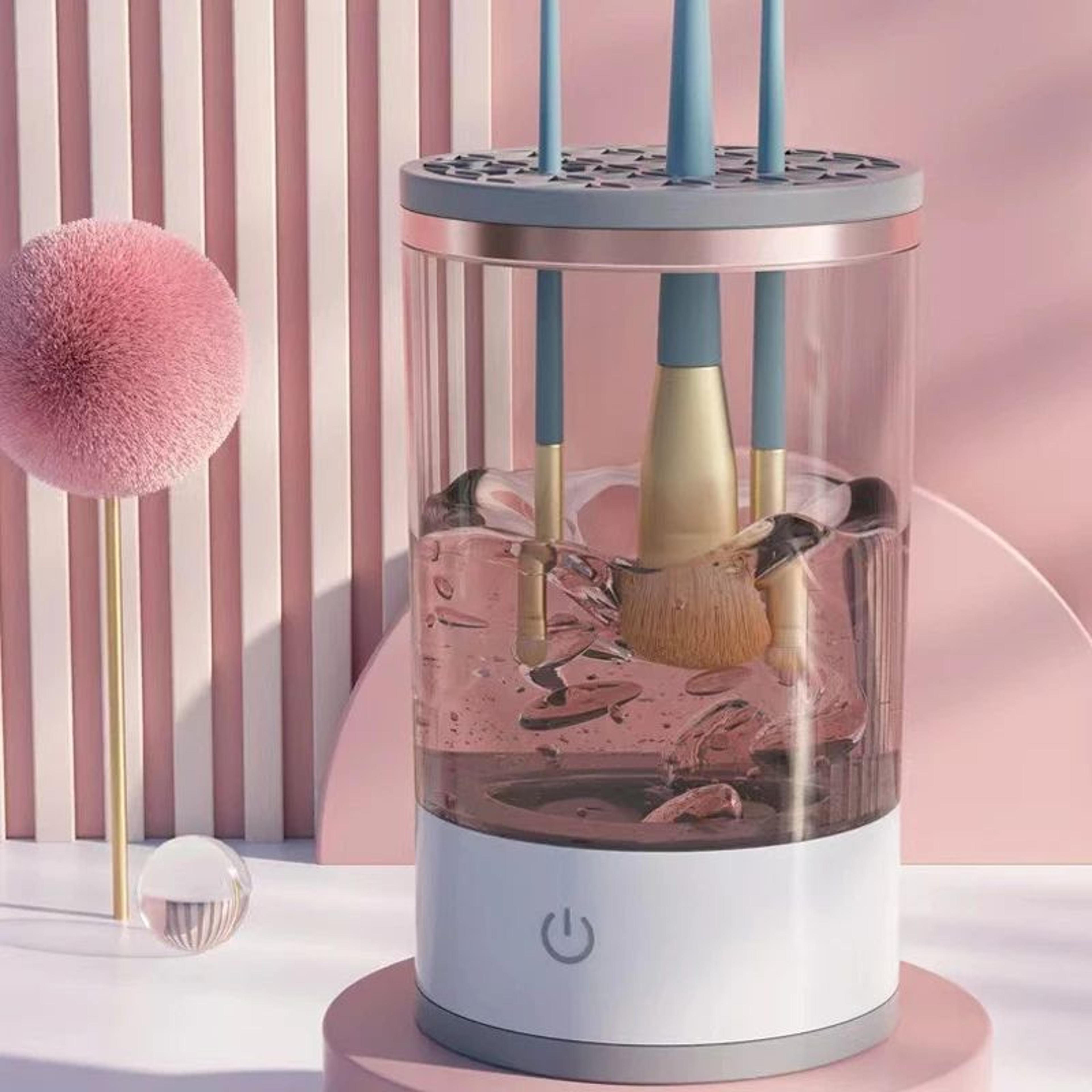 automatic rotating makeup brush cleaner & dryer machine, deep clean one-click electric brush washing tool for all brush
