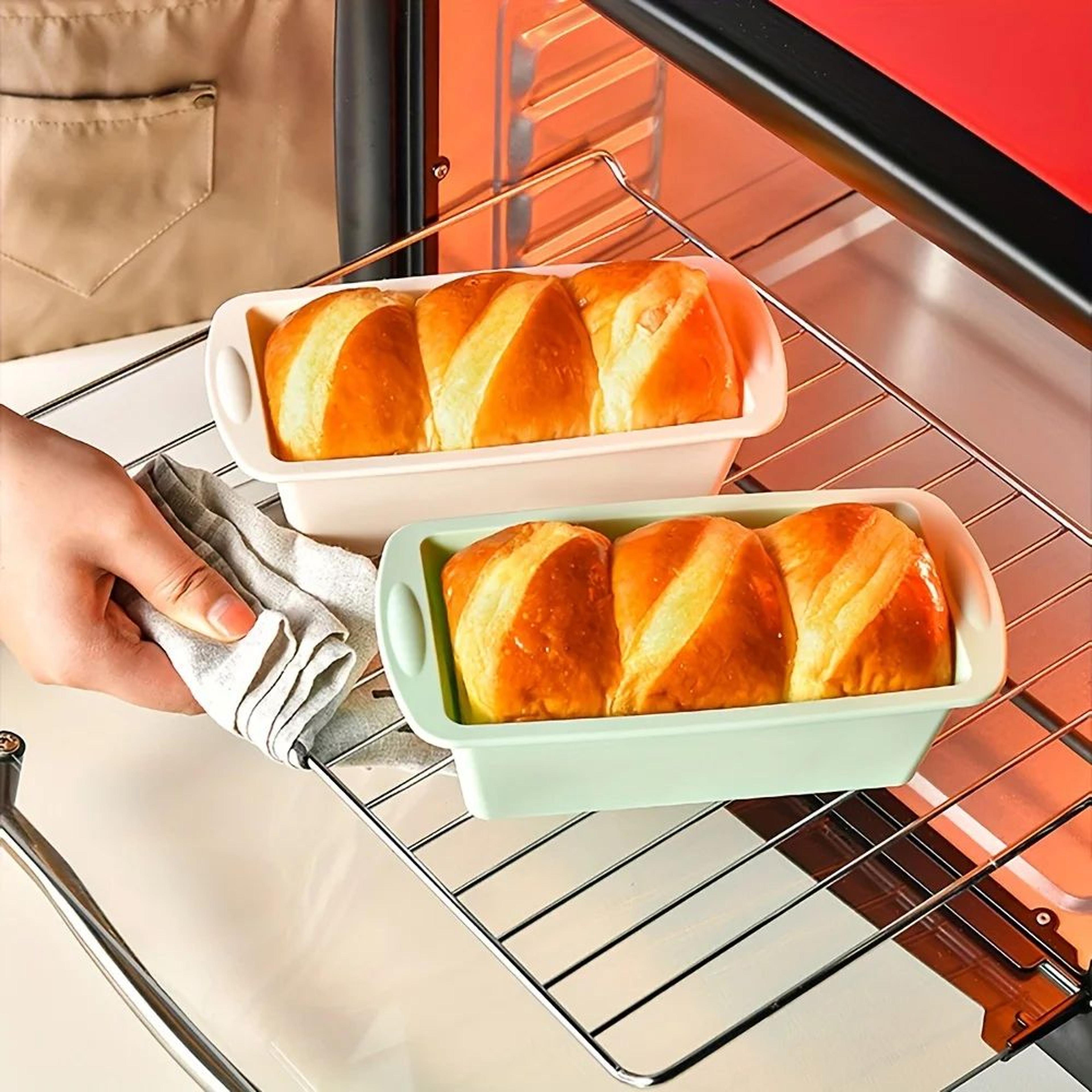 non-stick silicone loaf pan rectangle bread & cake mold | bpa-free flexible baking tray for brownies, toast & desserts