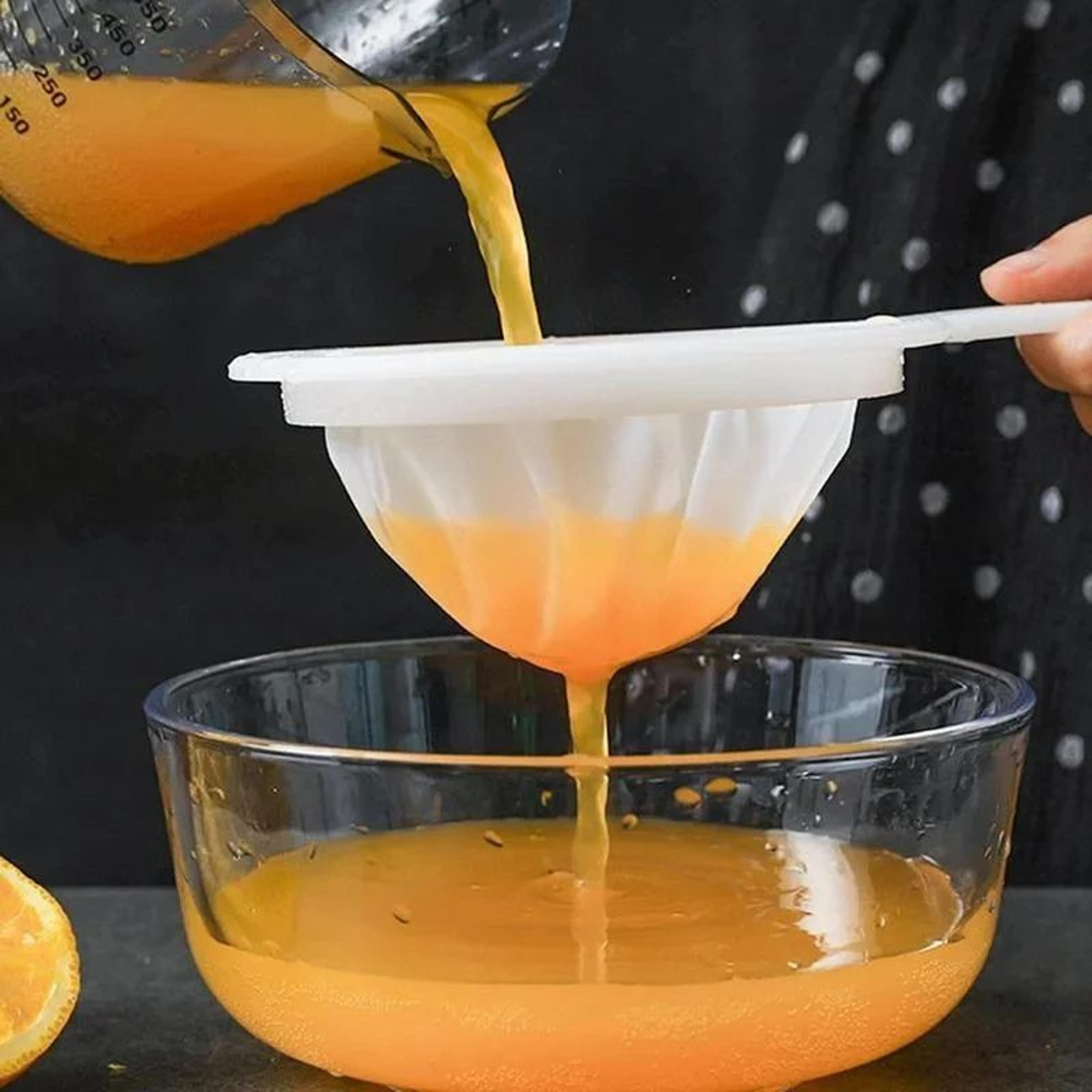 ultra-fine nylon mesh strainer with handle | plastic fine sieve filter for soy milk, coffee, juice & yogurt