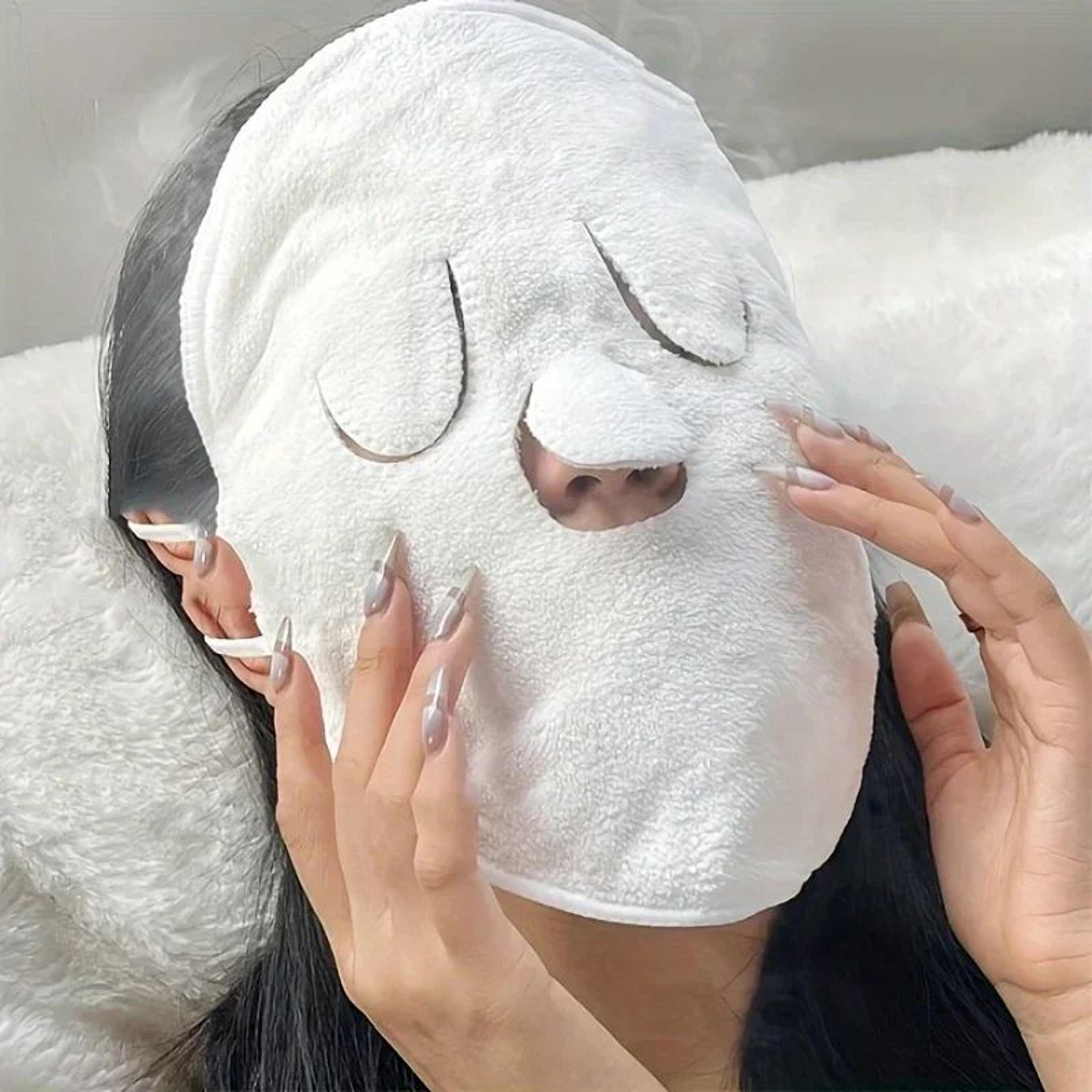 reusable hot & cold compress facial towel mask | moisturizing face steamer wrap for soft skin care & deep absorption