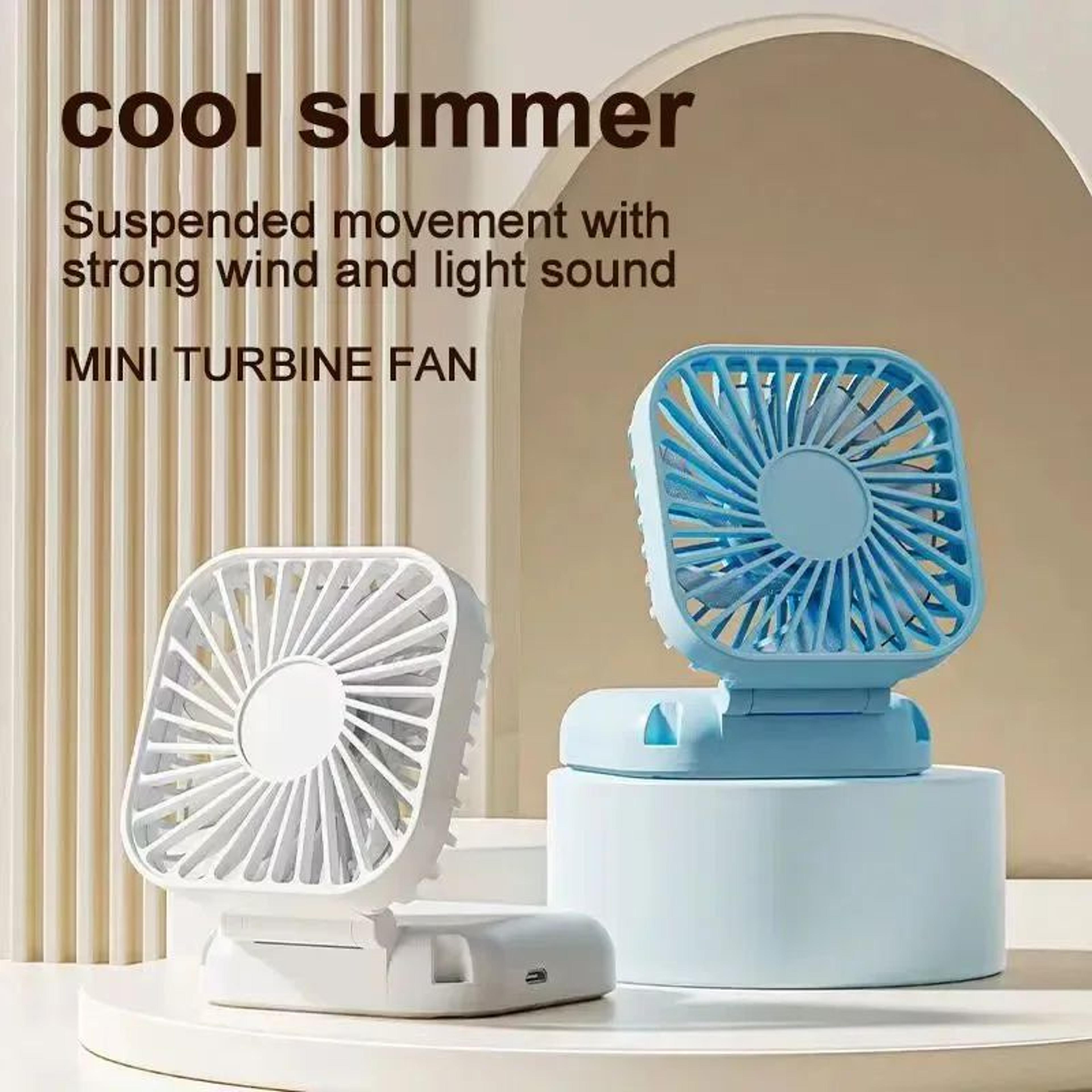 mini handheld fan foldable 3-in-1 neck desk fan usb rechargeable quiet turbine portable cooling