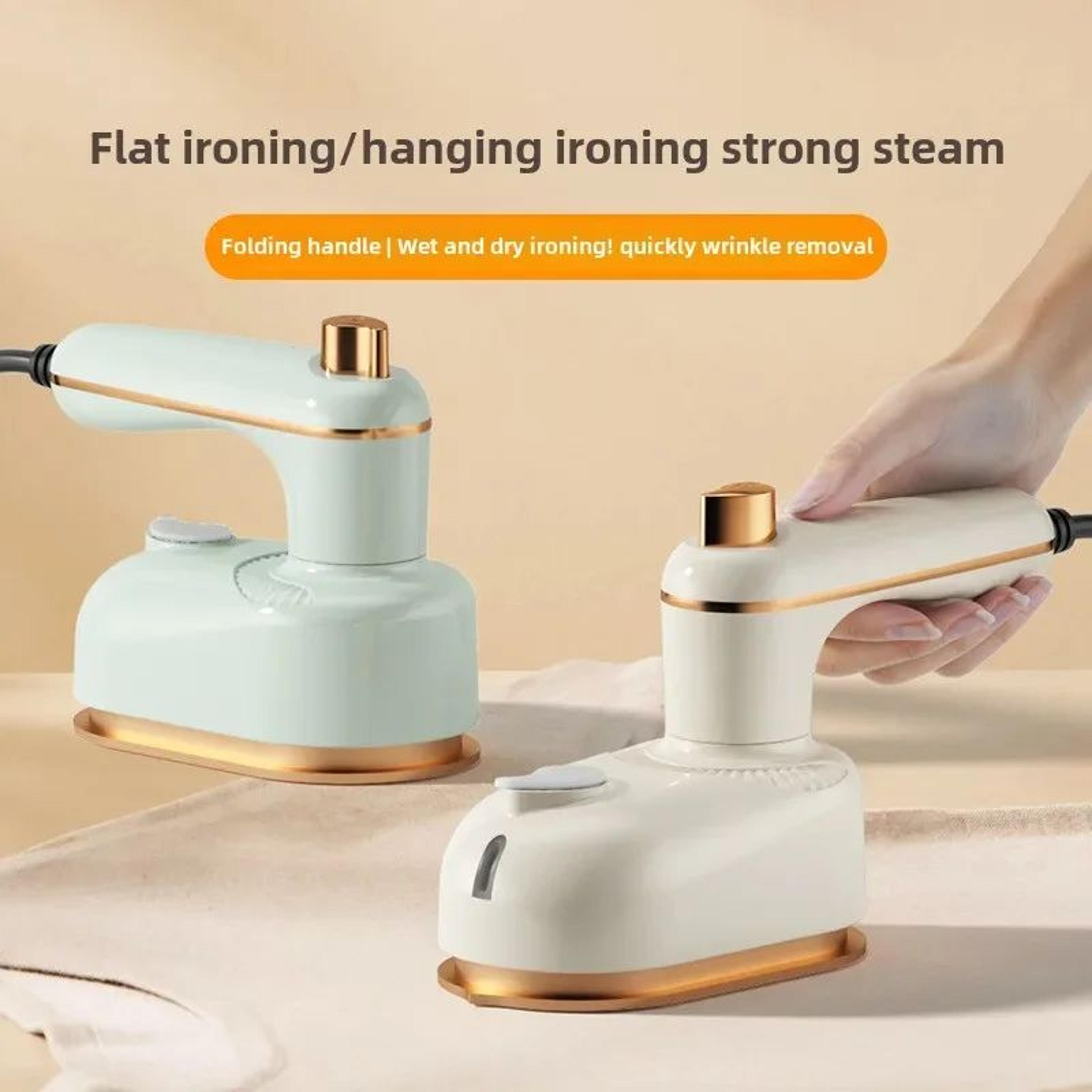 portable steam iron handheld 2-in-1 flat & hanging garment iron mini rotating electric clothes steamer