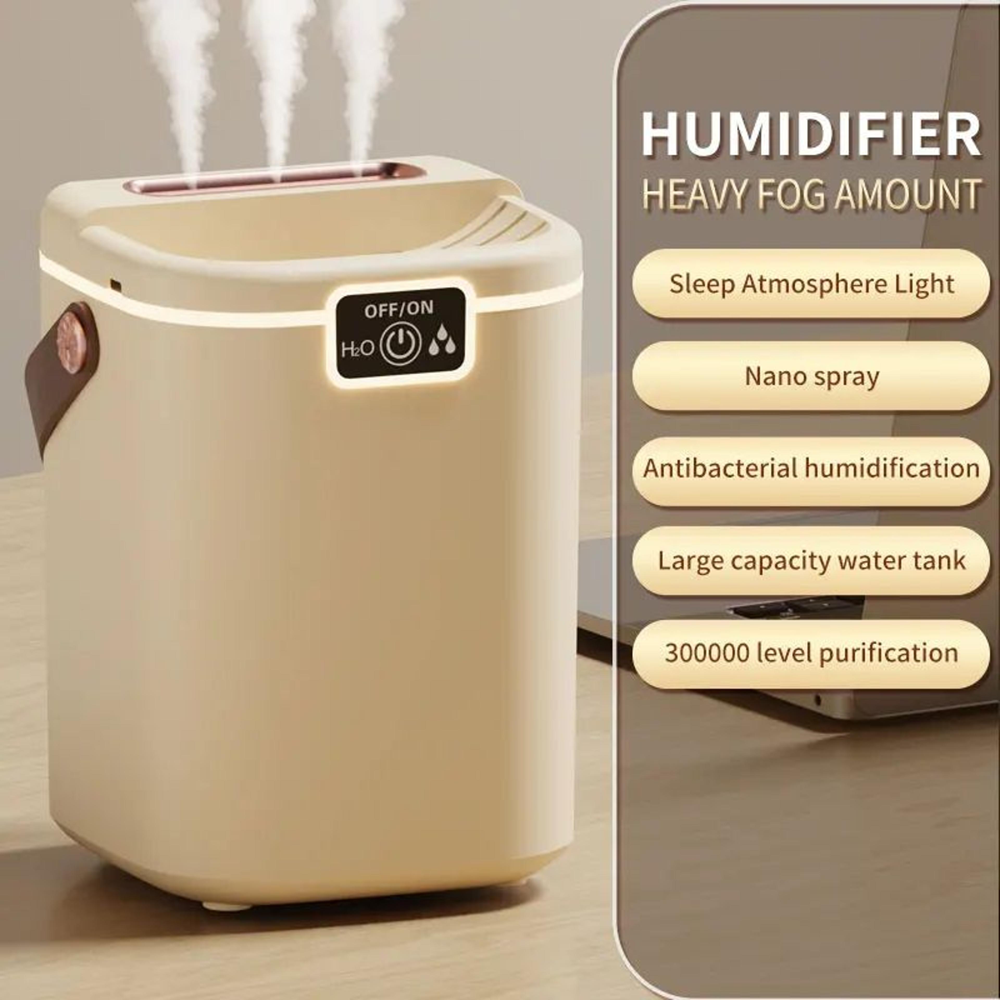 three-nozzle desktop humidifier with night light – 2 l large-capacity usb humidifier with adjustable mist