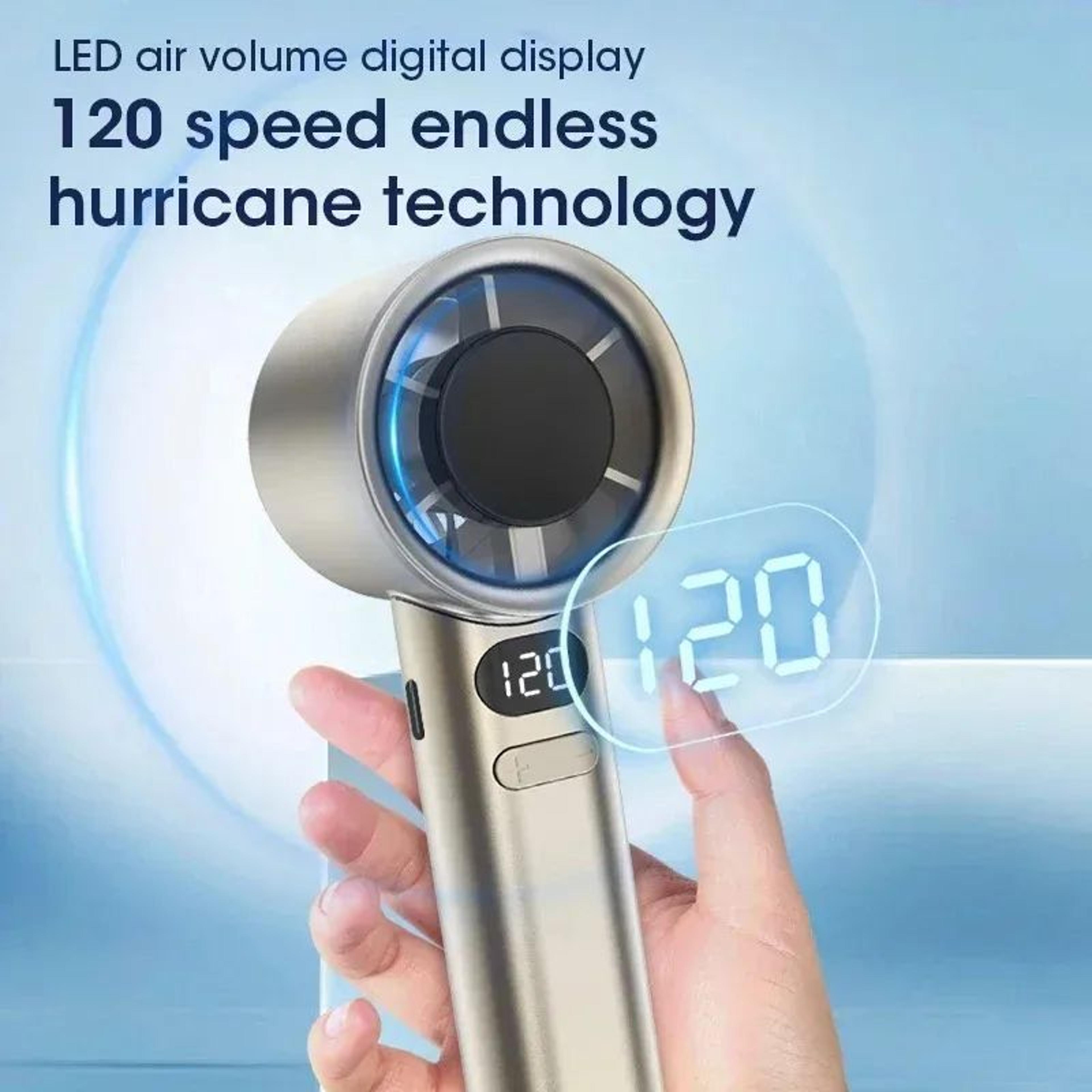ultra-quiet handheld fan usb rechargeable mini personal fan – high-speed portable fan with 120 gears & power display