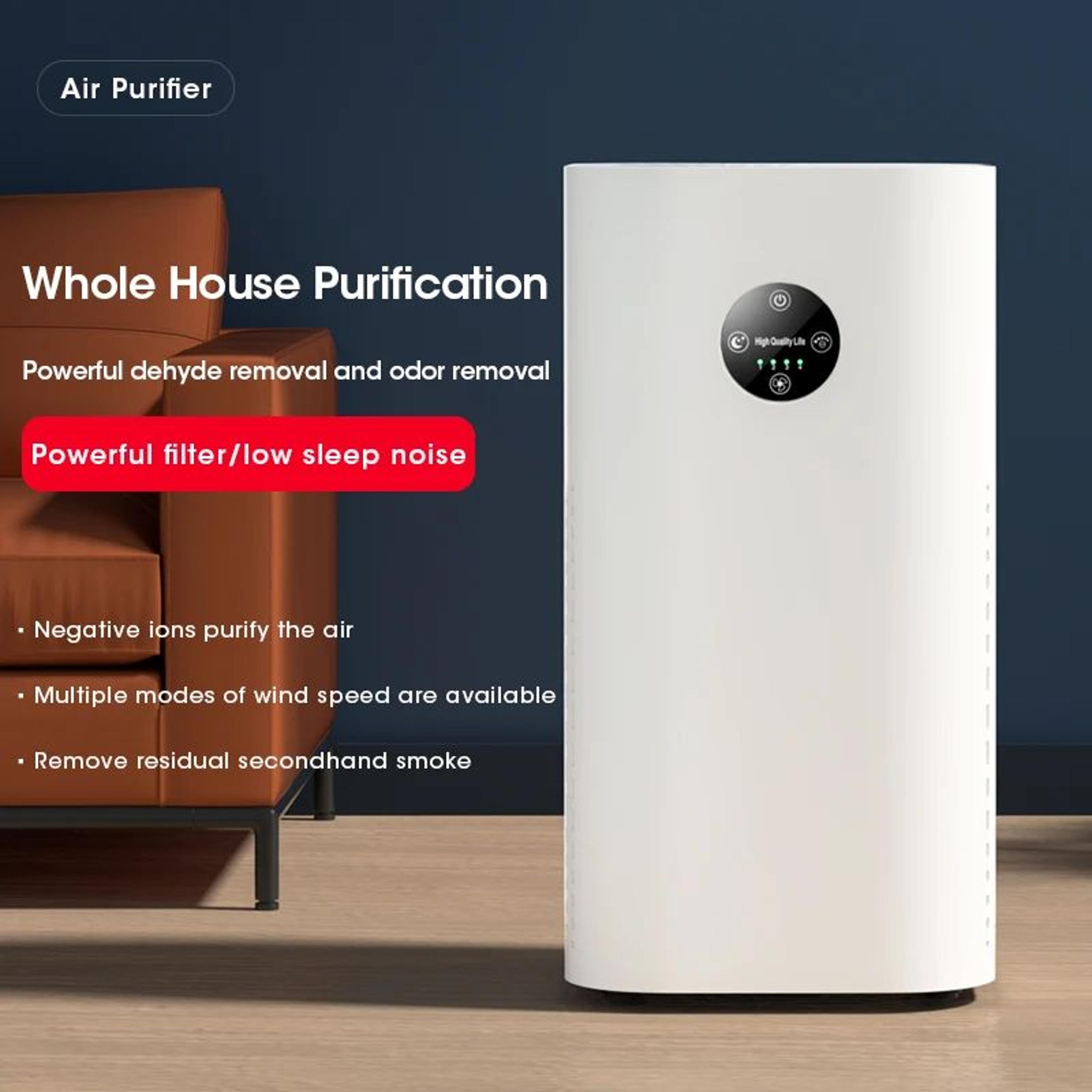 negative ion air purifier with hepa filter – multifunctional odor eliminator & air freshener machine