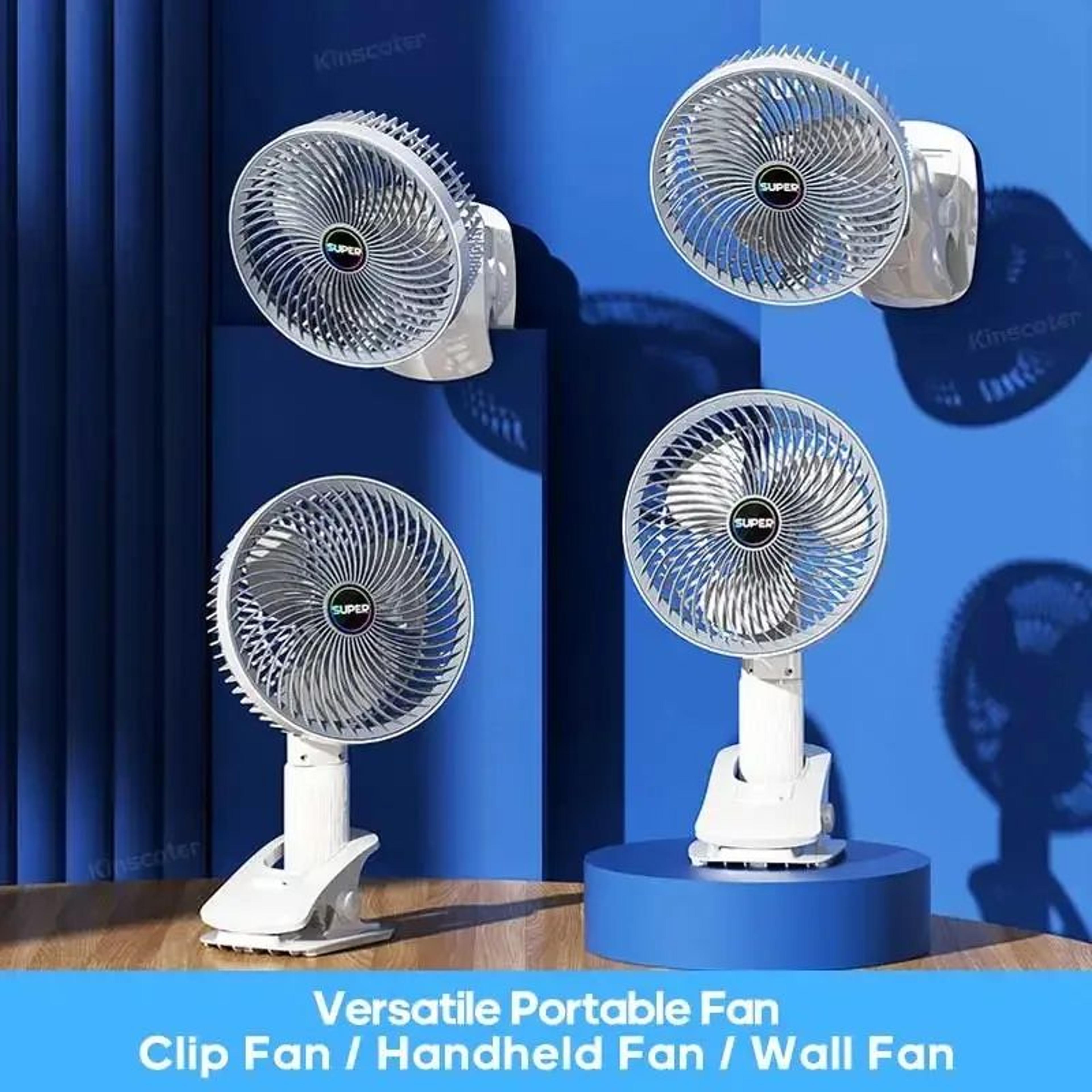 mini clip fan rechargeable desktop fan – foldable portable wall-mounted fan with 3-speed adjustment
