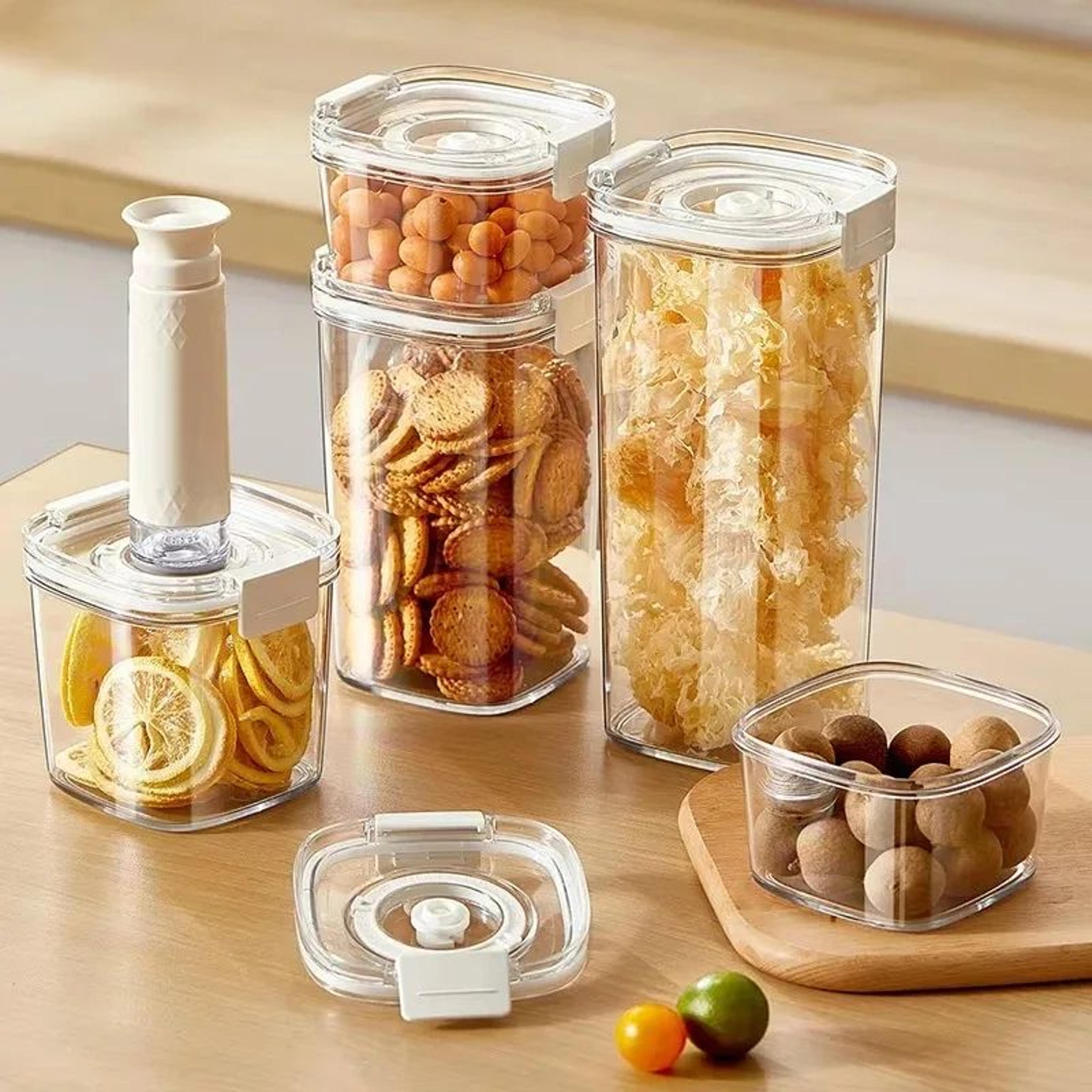 electric vacuum sealed canister with pump – airtight moisture-proof kitchen cereal storage container