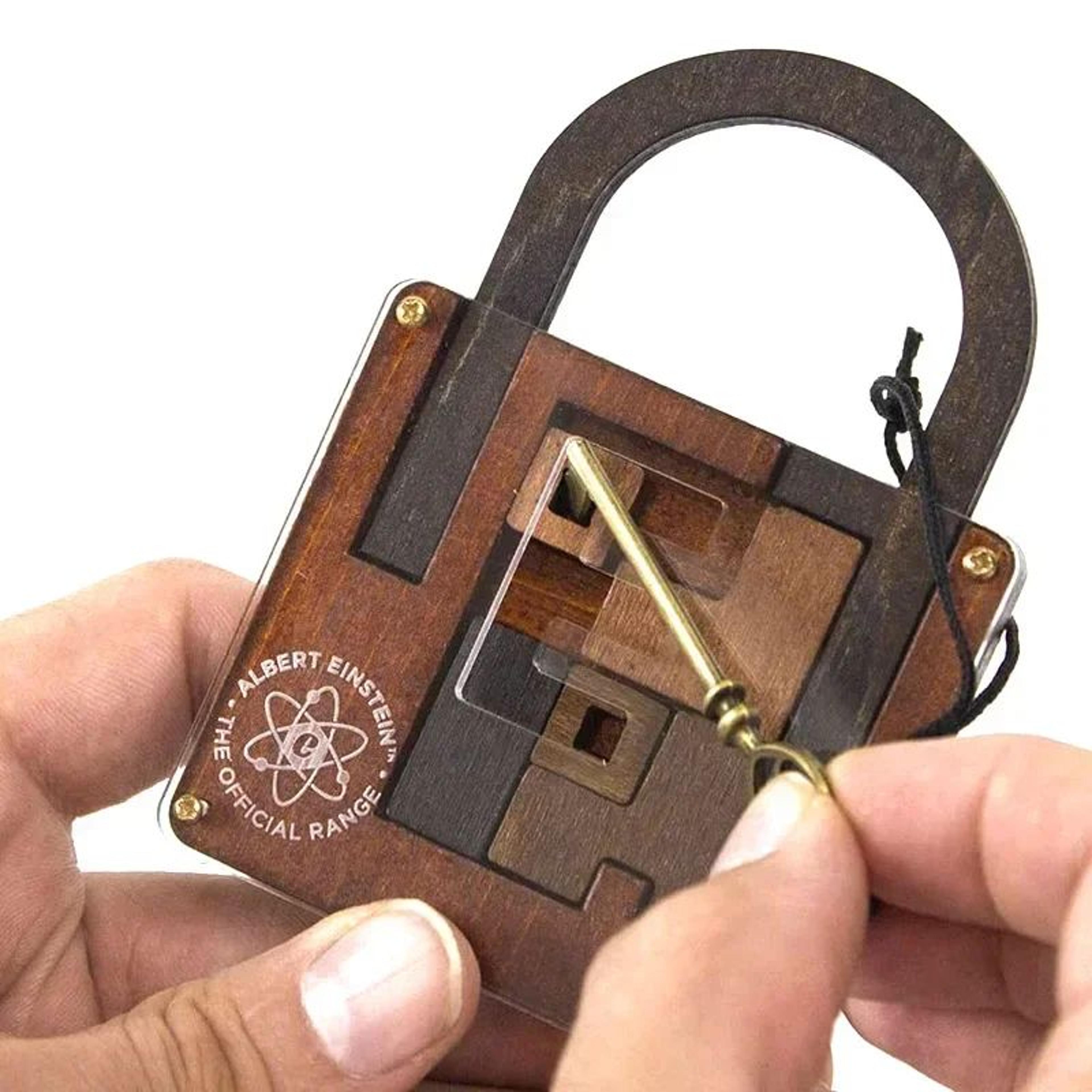 classic wooden brainteaser puzzle – iq lock challenge game for kids cognitive development