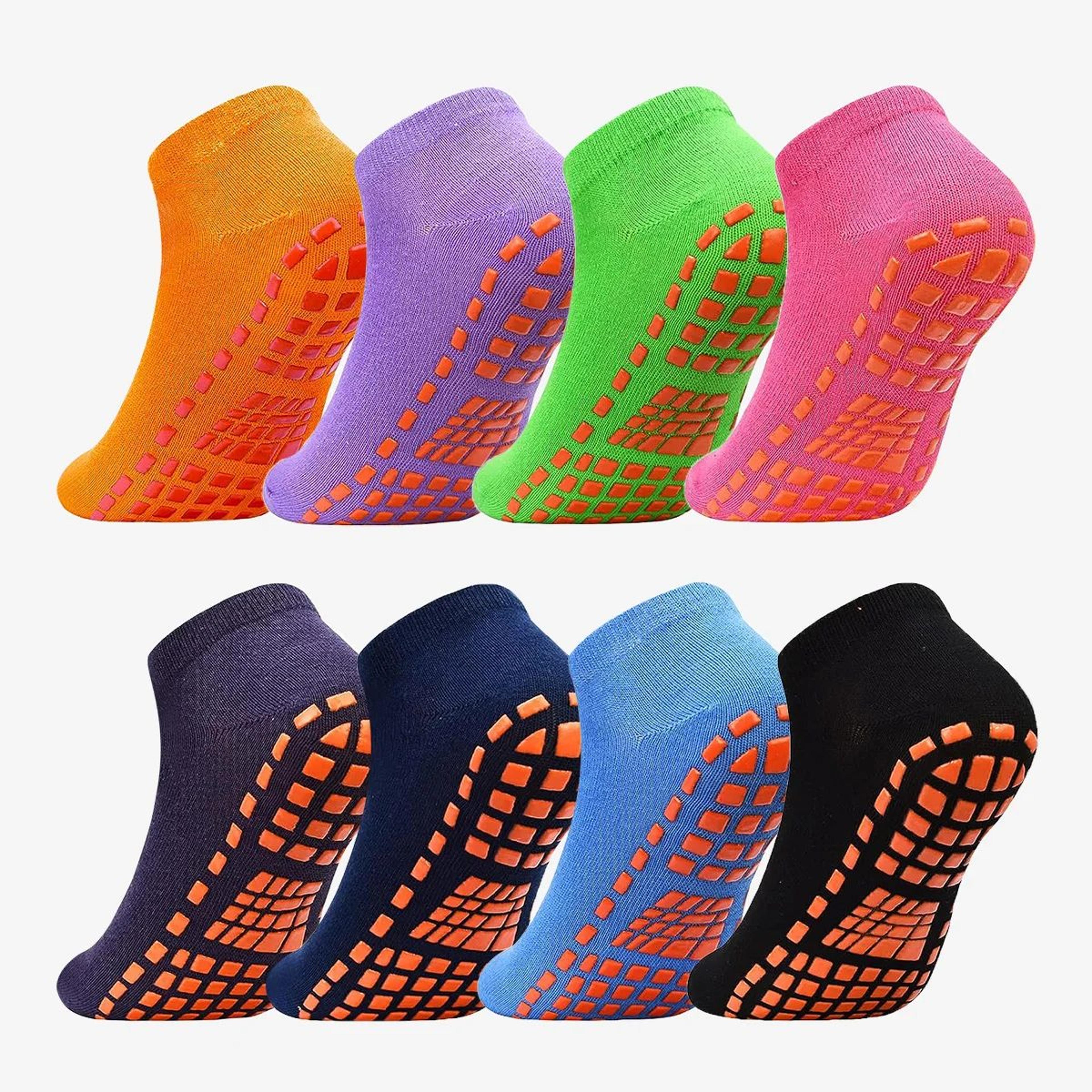 unisex silicone non-slip grip trampoline socks – cotton yoga & pilates hospital safety socks 1 or 4 pairs