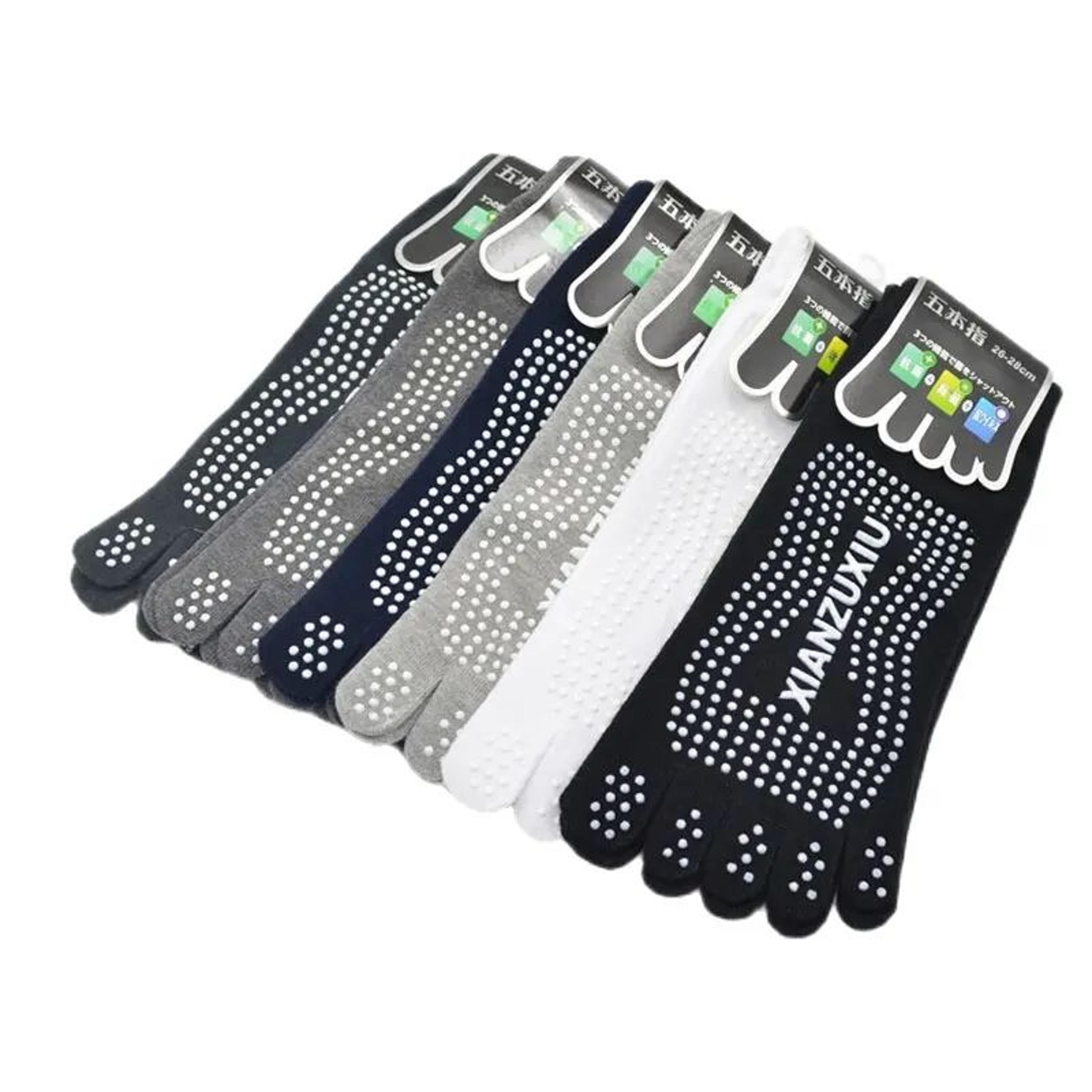 mens cotton five-toe non-slip pilates socks – breathable massage yoga & sports grip socks