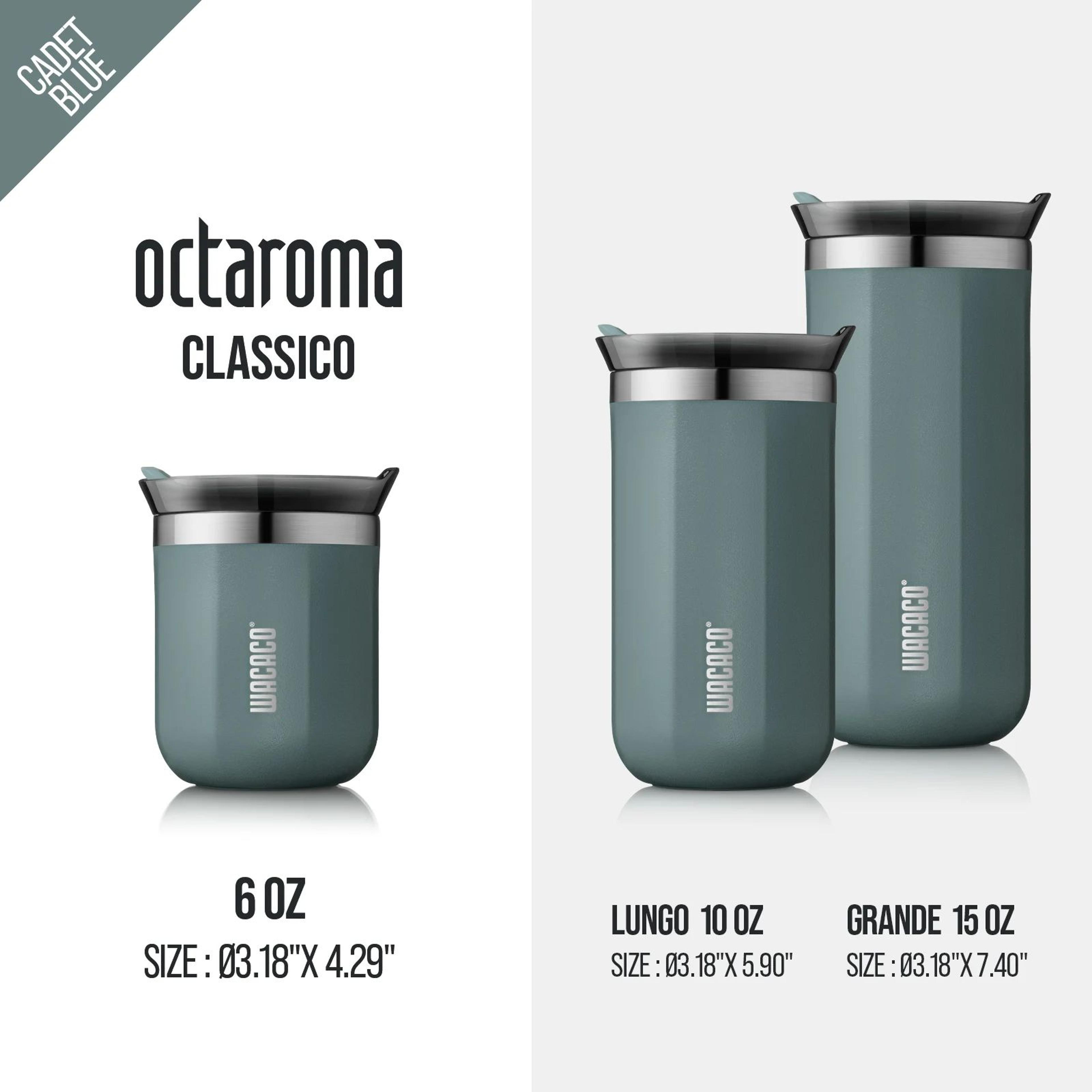 wacaco octaroma vacuum insulated travel coffee mug – double-wall stainless steel tumbler