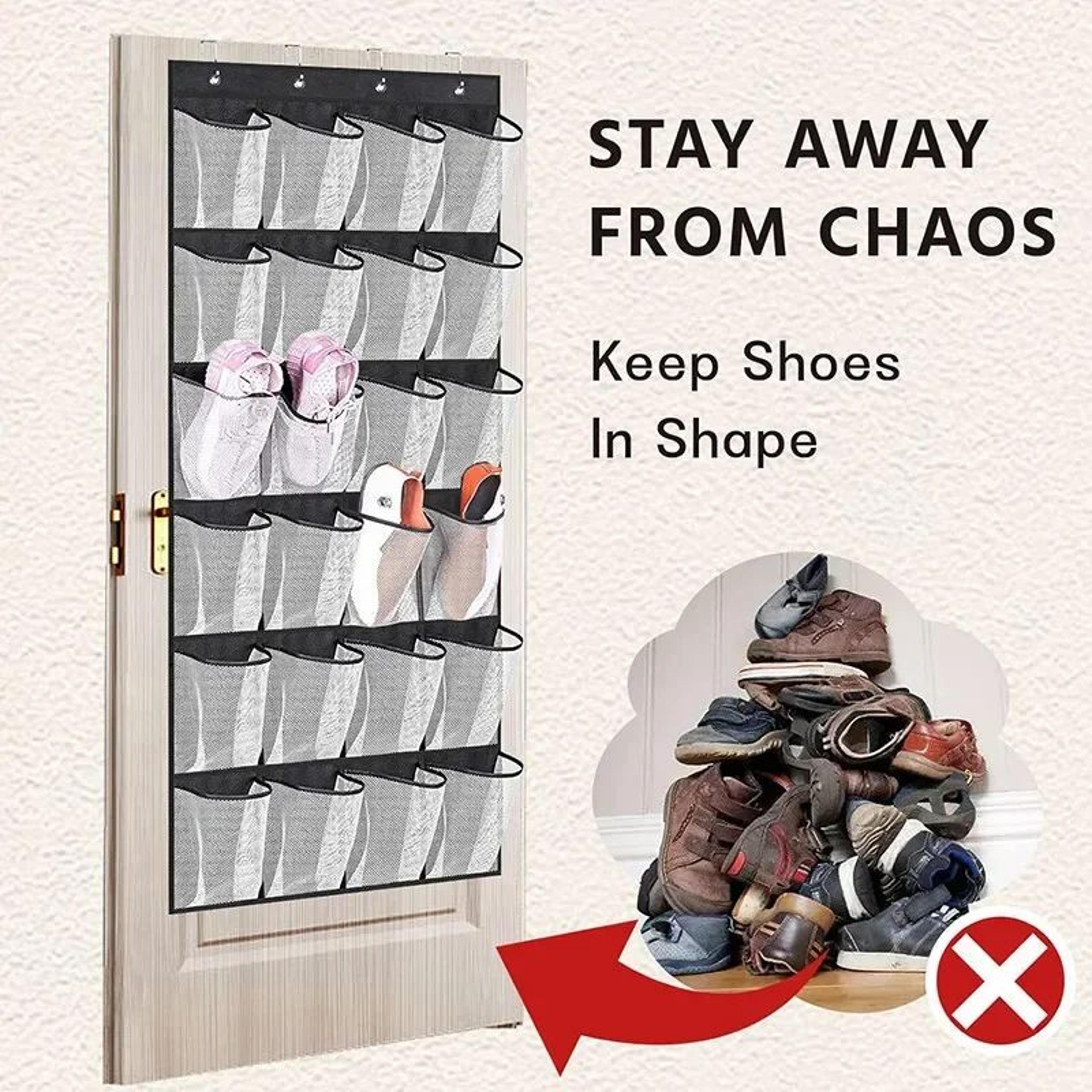 24-pocket wall & door hanging shoe organizer – space-saving mesh storage rack