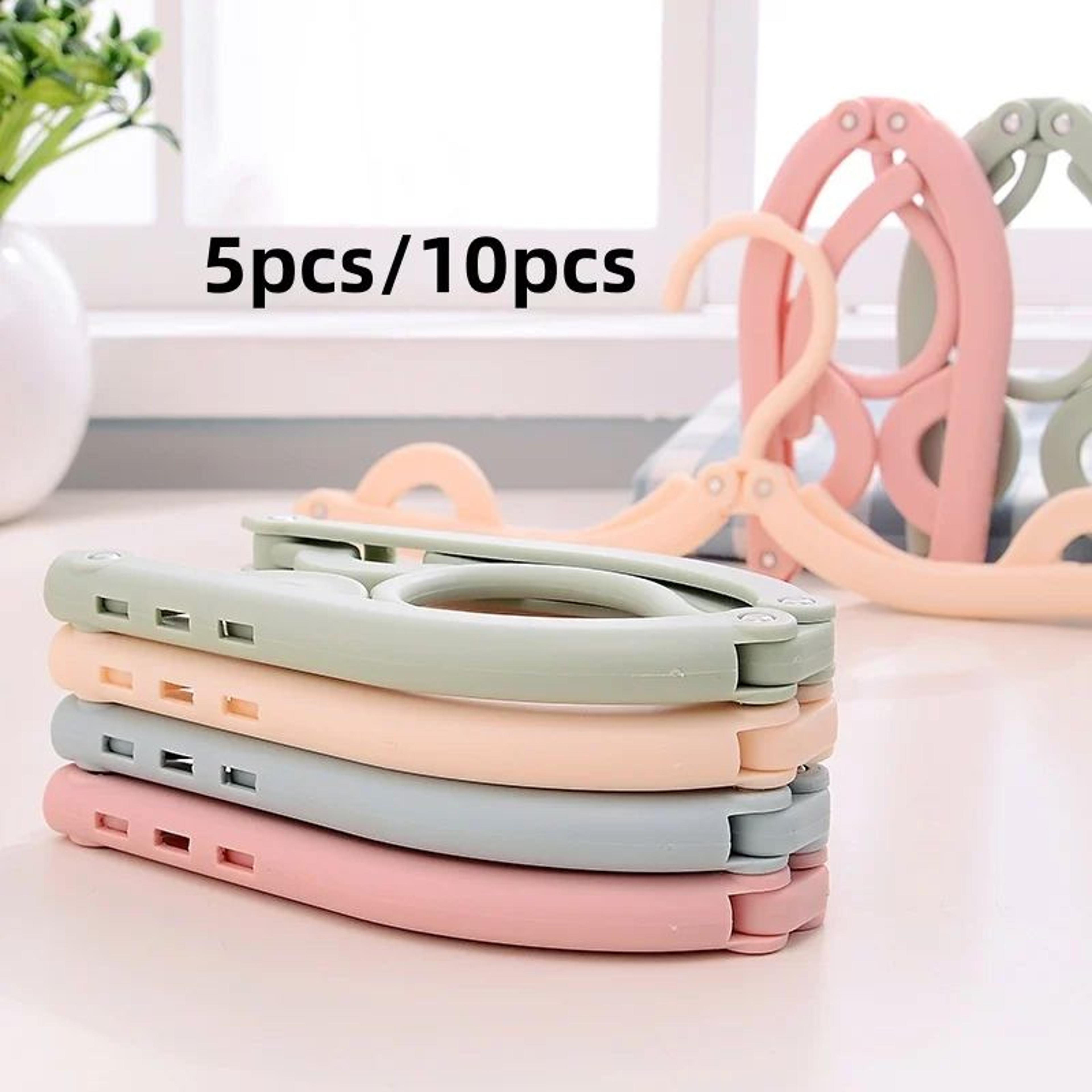 foldable portable travel clothes hanger rack with anti-slip grooves & clips