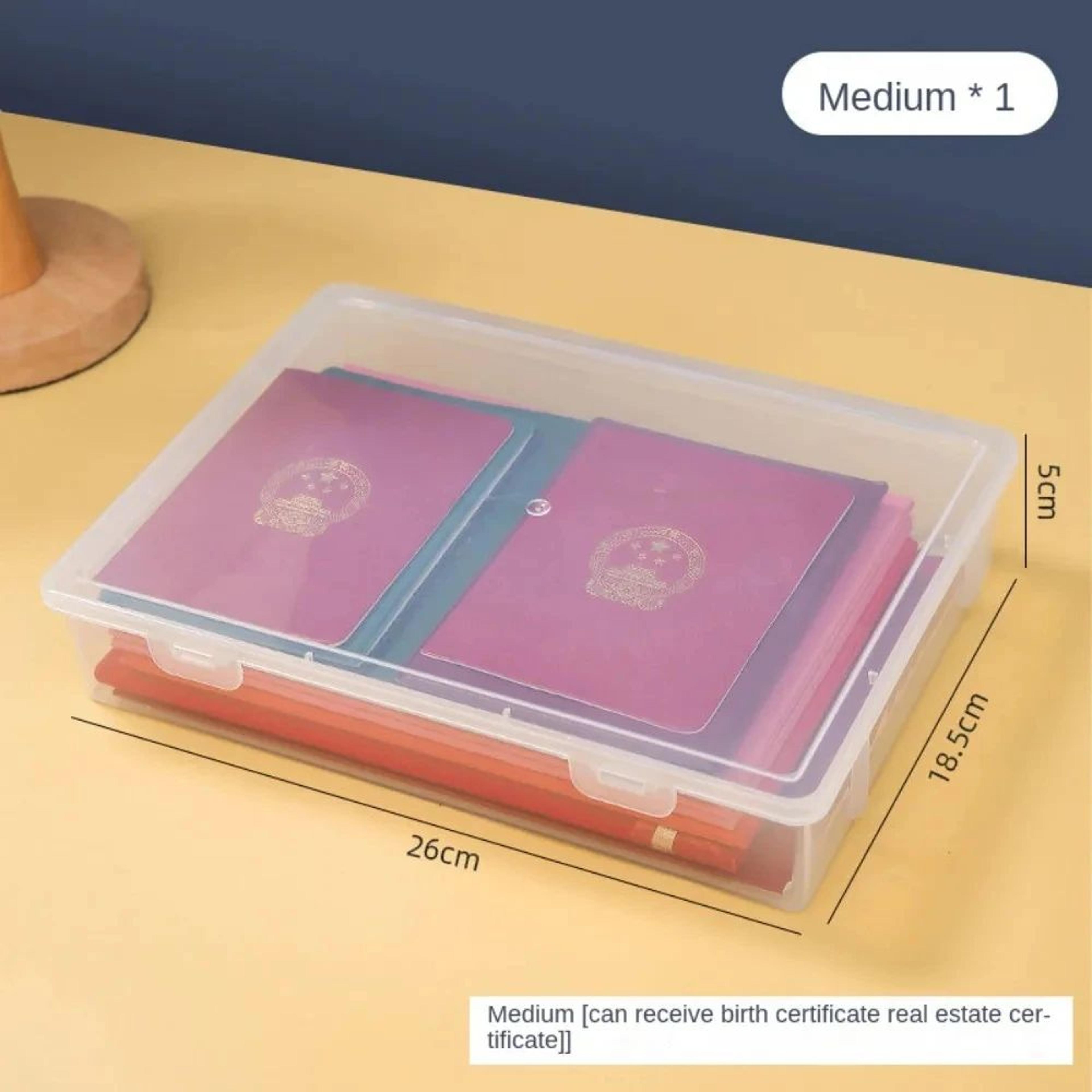 clear a4 plastic document organizer storage box with dustproof lid