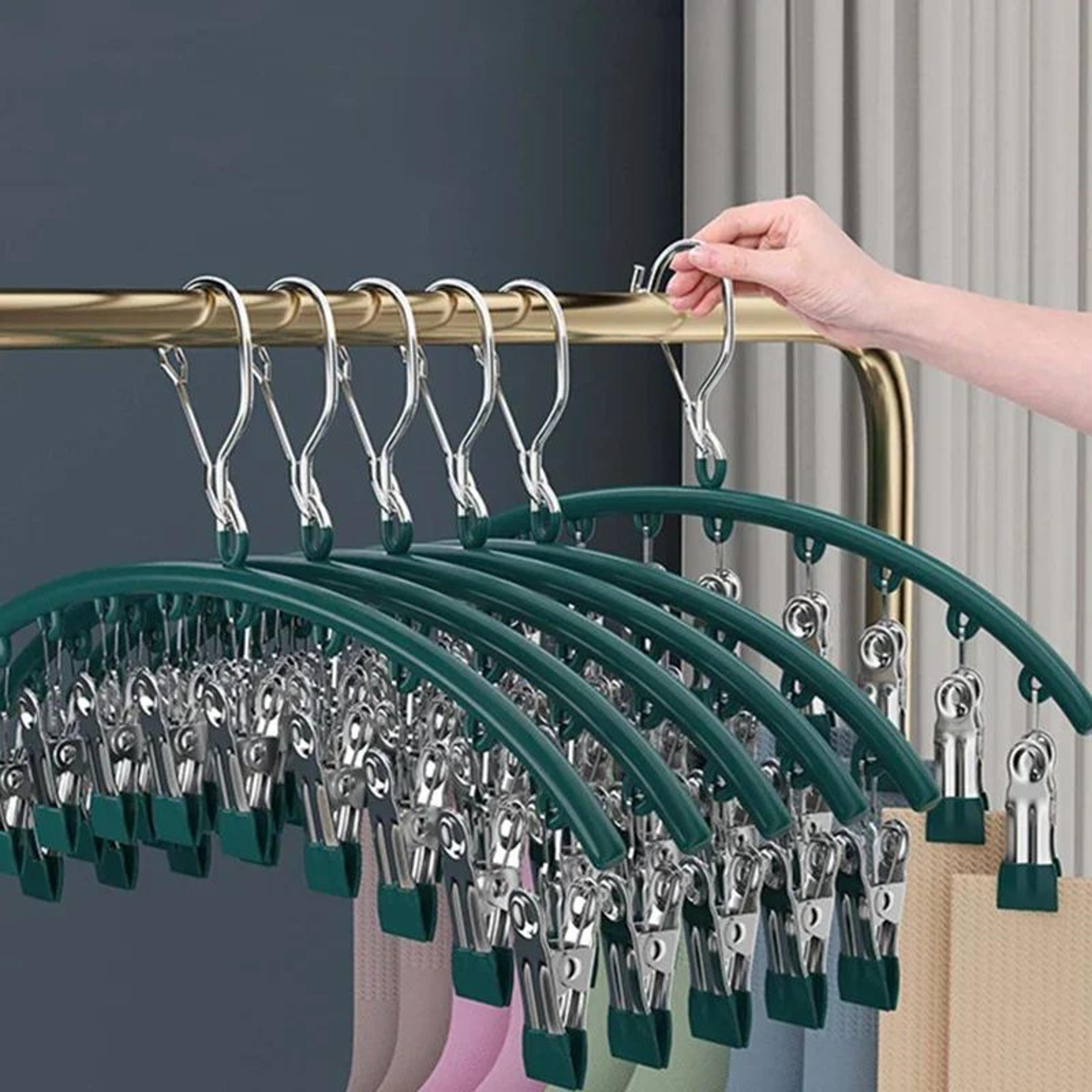 10-clip stainless steel windproof sock drying rack – non-slip laundry hanger for socks, underwear & towels