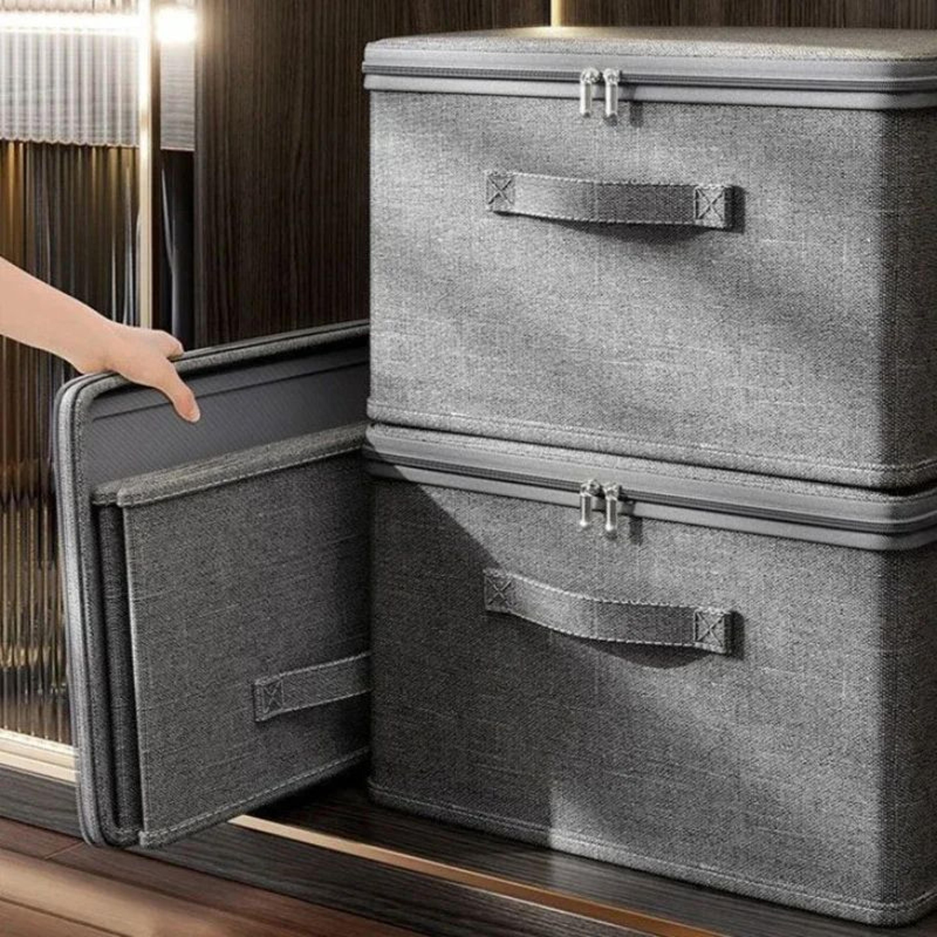 foldable fabric storage box with wheels & password lock – collapsible closet organizer container