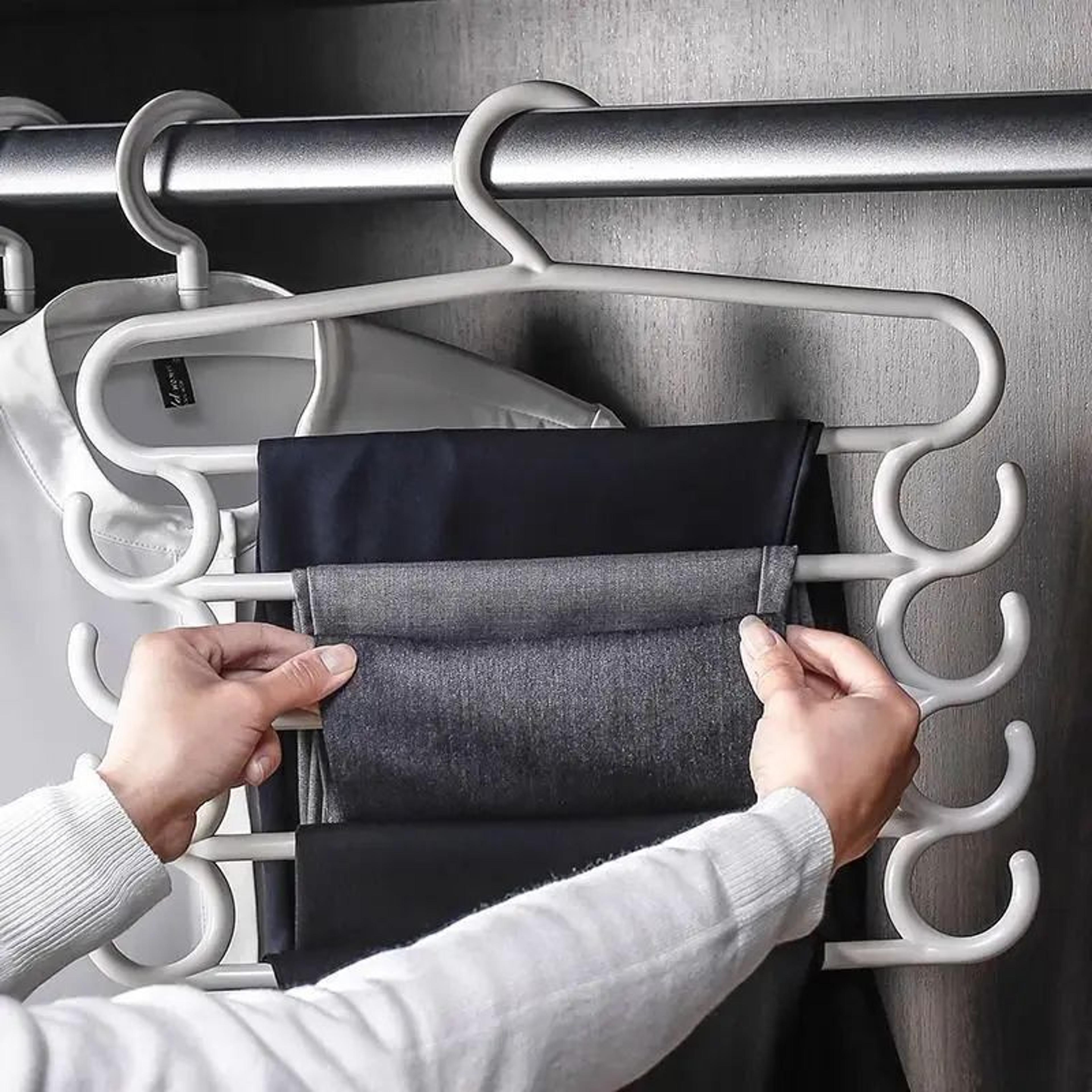 5-layer space-saving pants rack – multifunctional multi-tier trouser hanger organizer