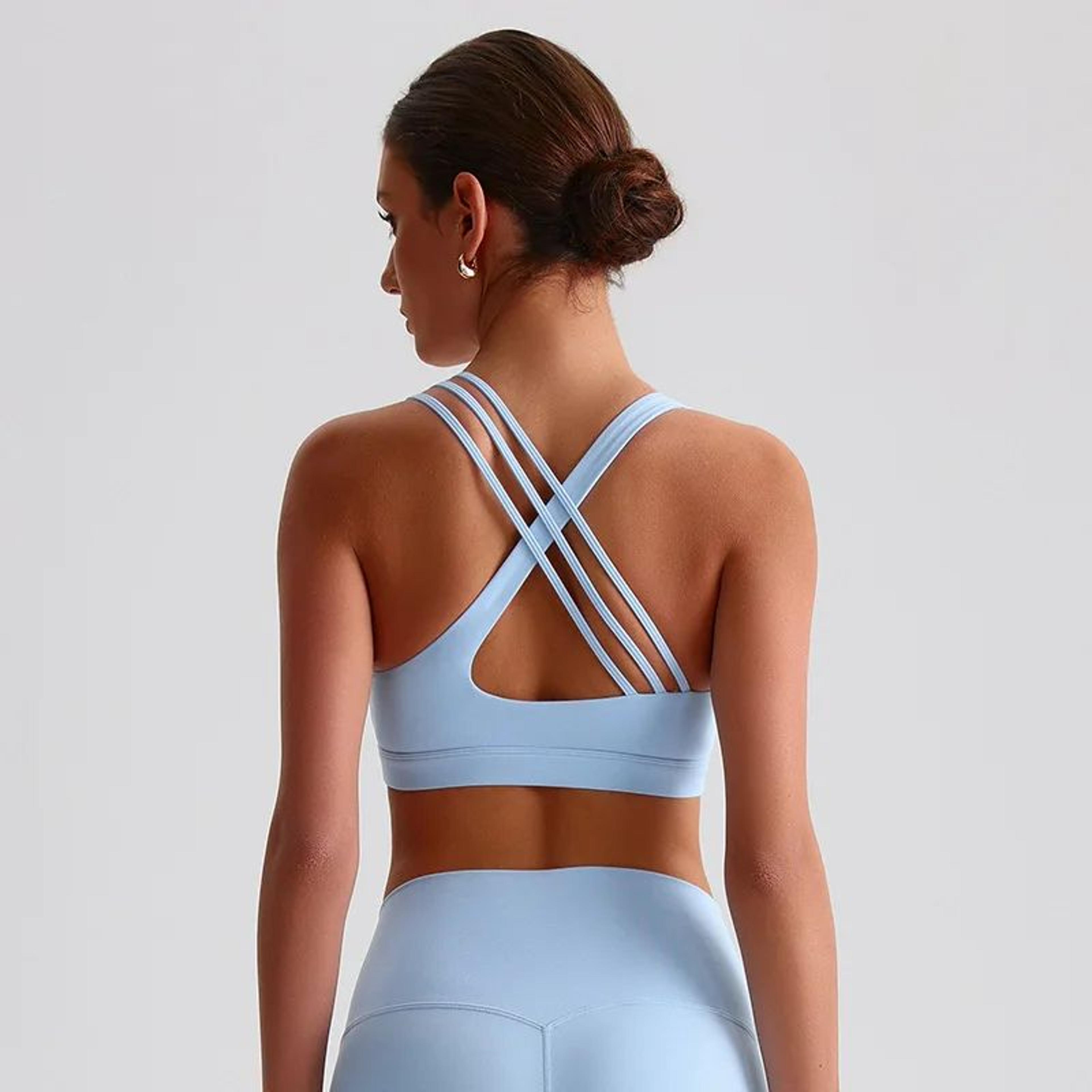 womens high-strength cross back sports bra – solid color supportive fitness & yoga top