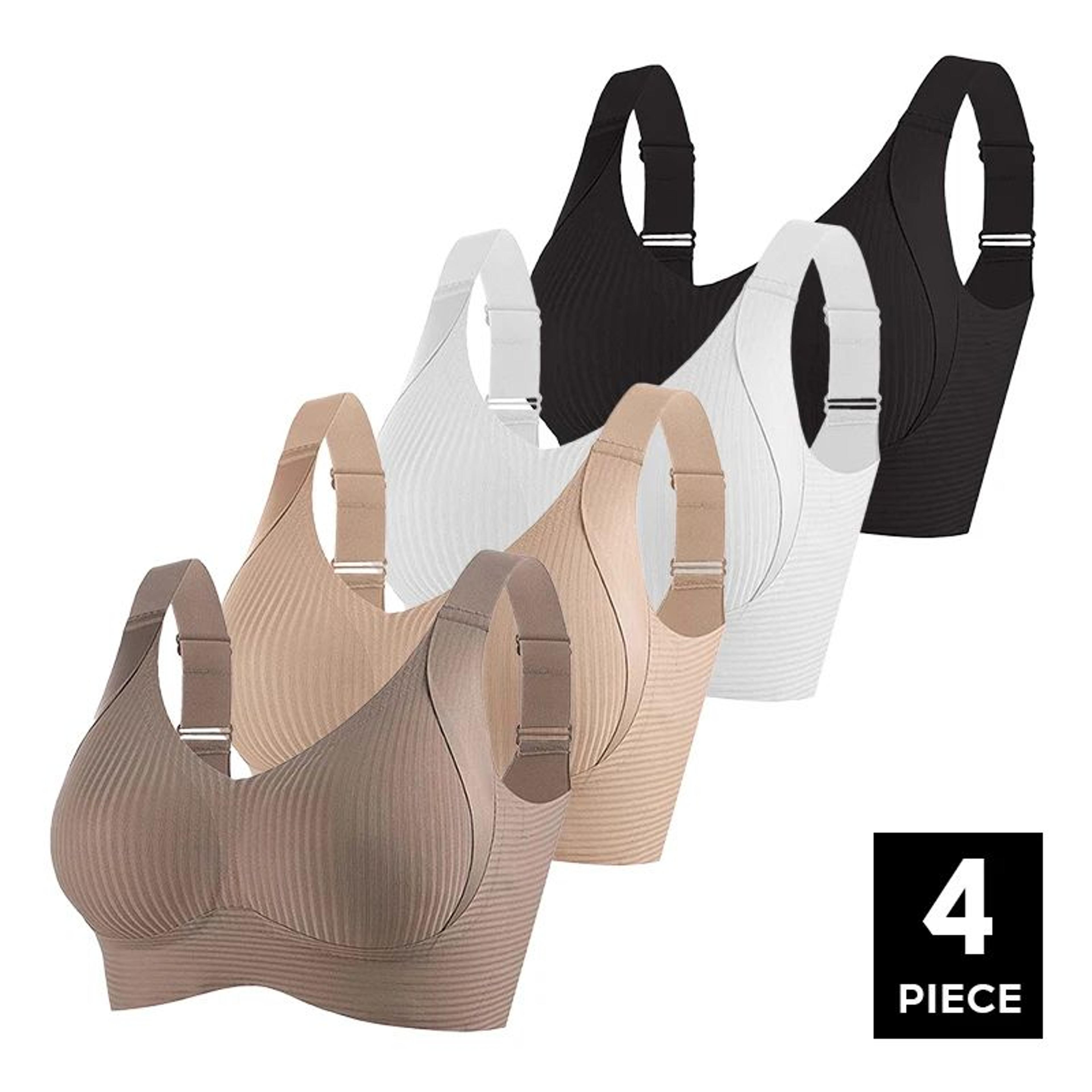 4pcs fallsweet wireless push up seamless bras for women – breathable large size invisible comfort bralette set