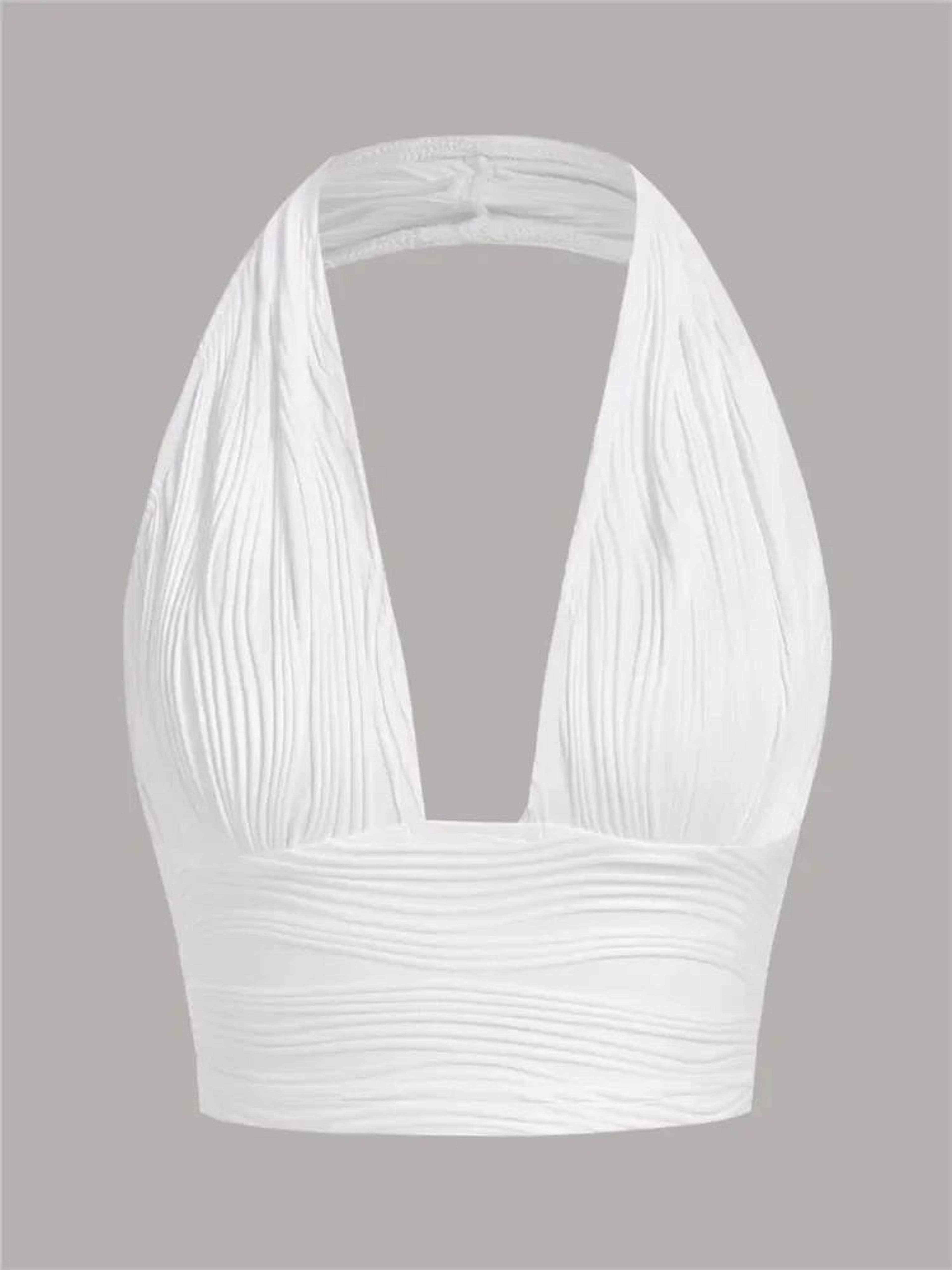 solid white deep v backless halter crop top – y2k grunge streetwear tank