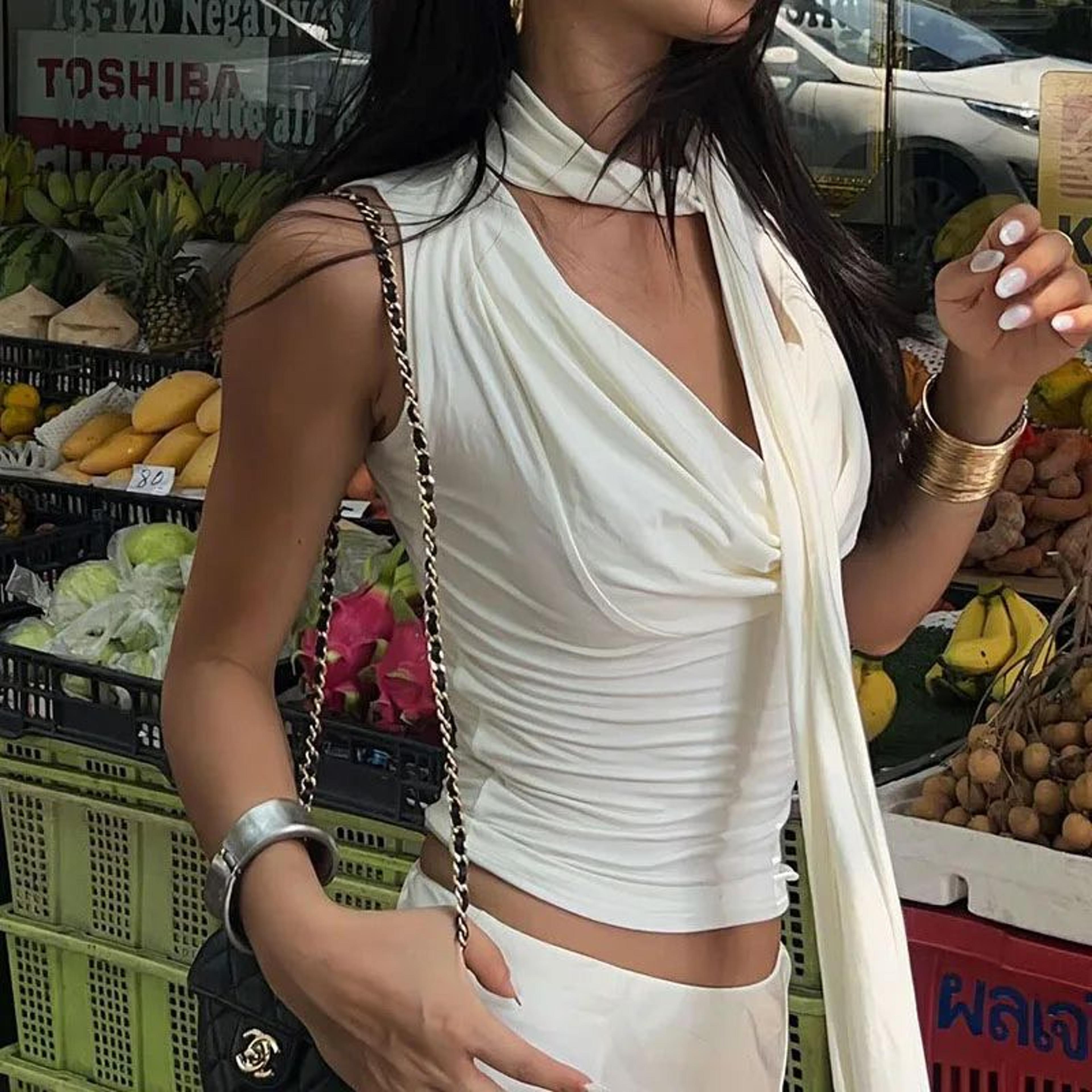 bidijones y2k v-neck slim fit knitted summer tank top for women