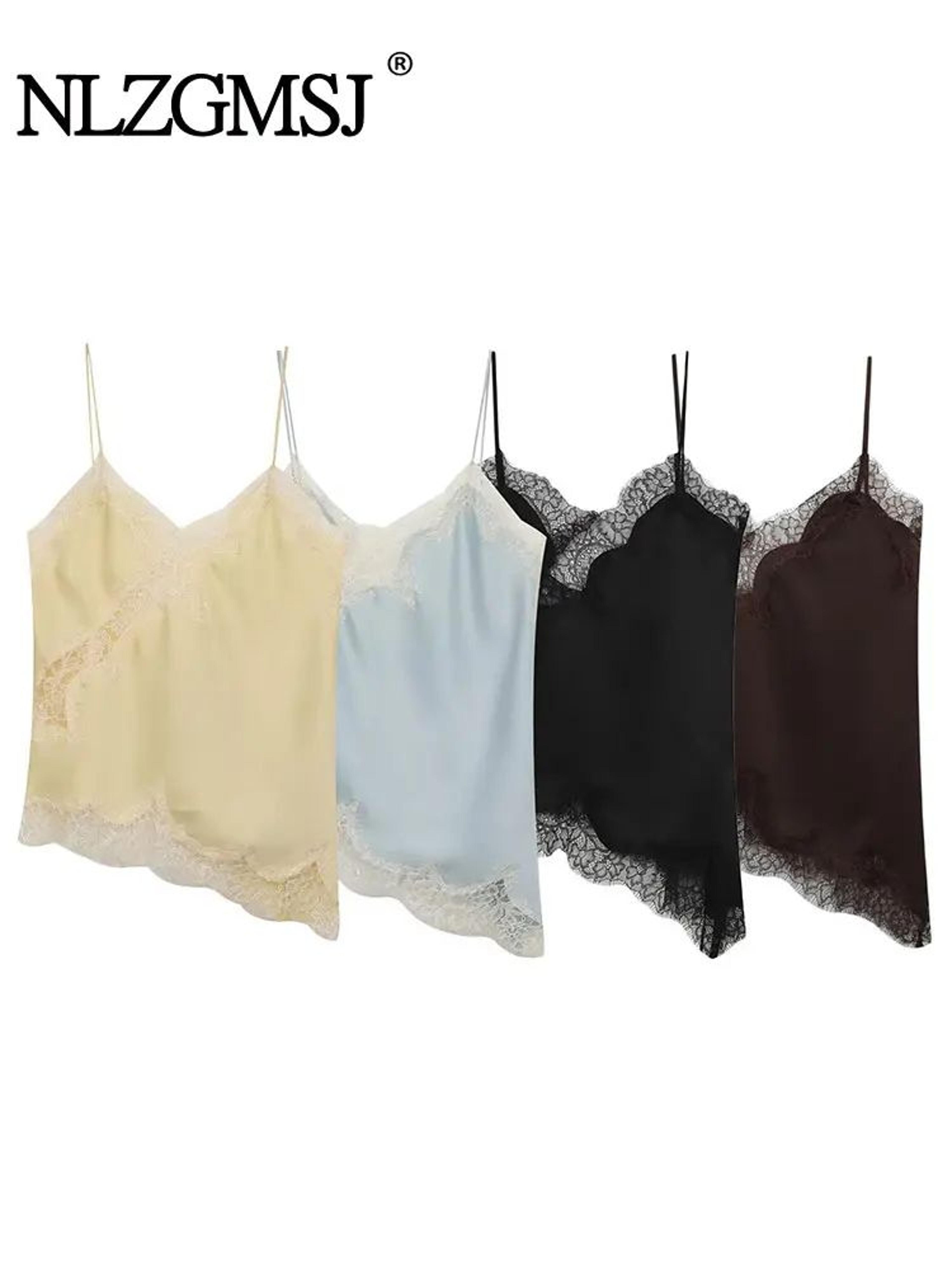 nlzgmsj lace embellished off-shoulder camisole – elegant sleeveless office lady tank top 2025
