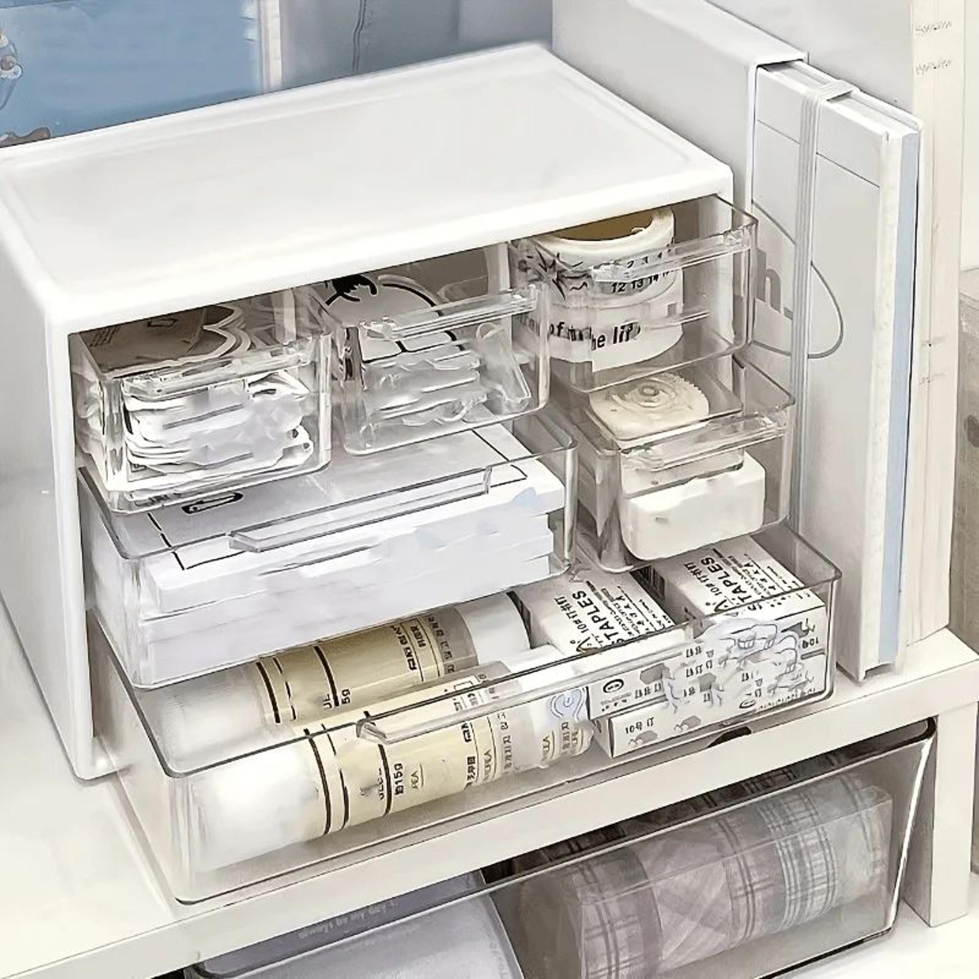 clear mini drawer storage box – dustproof transparent desktop organizer for jewelry & small items