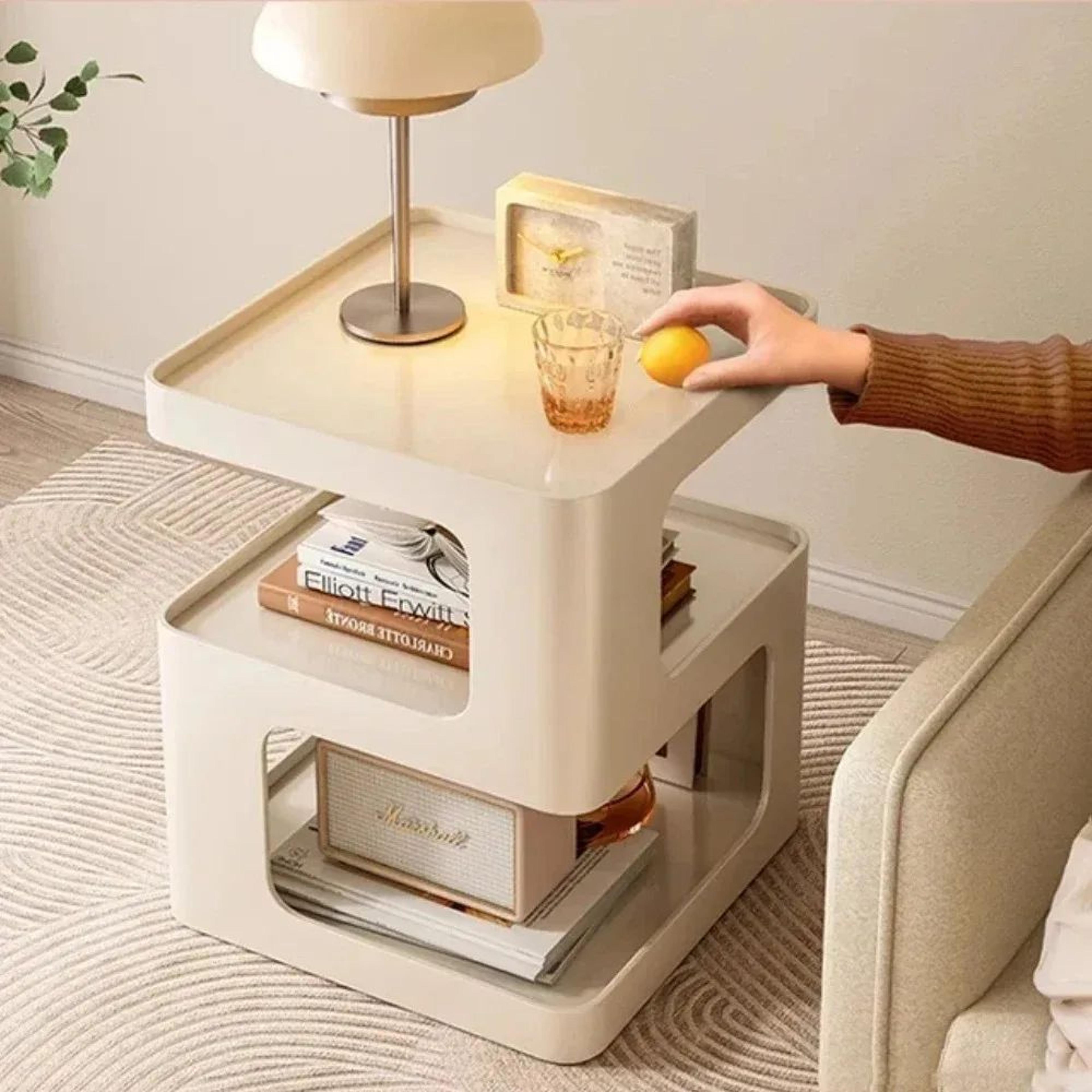 numicurve abs modern side table – light luxury sofa end table & creative bedside storage shelf