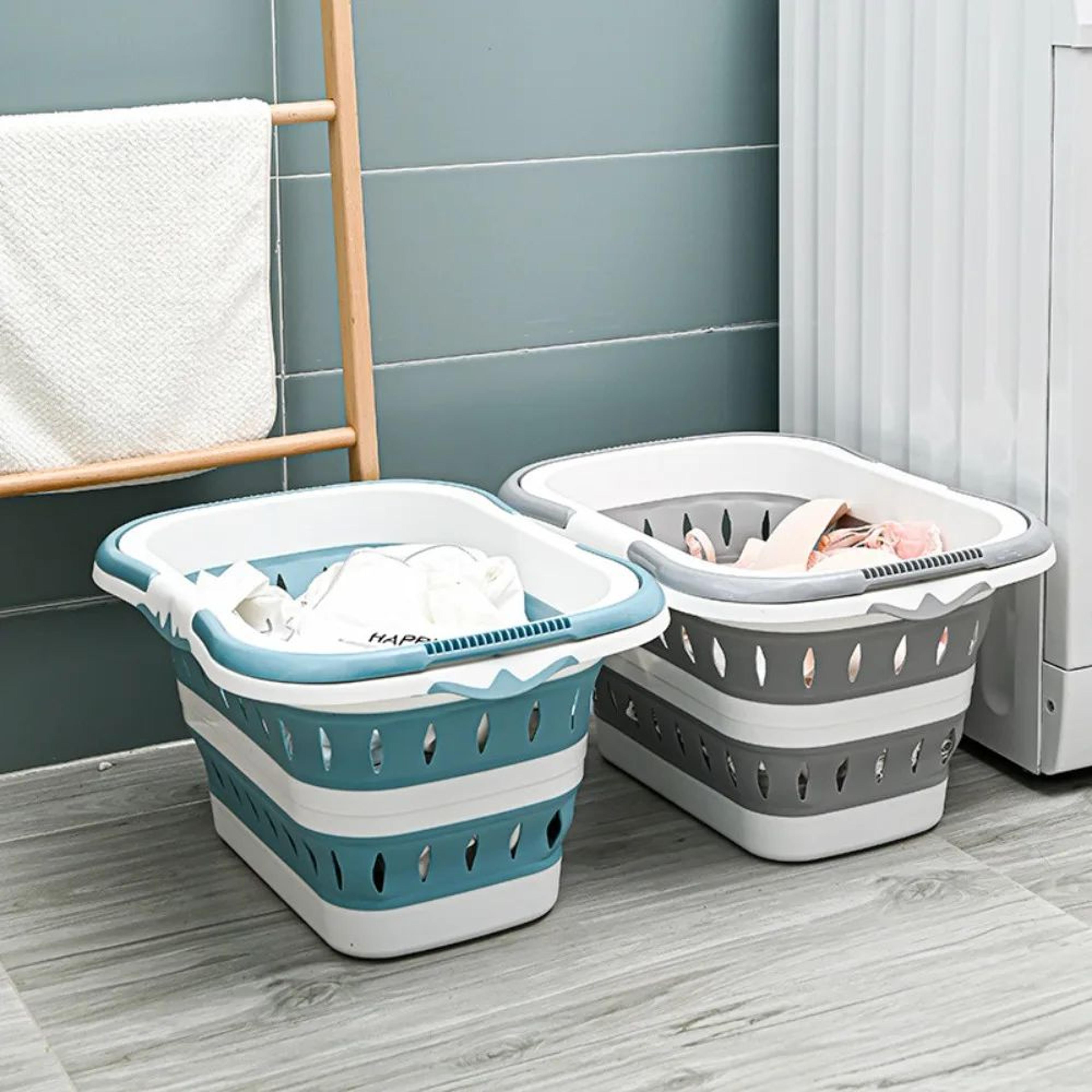 wallflex foldable laundry basket – wall mounted pp dirty clothes hamper with handle