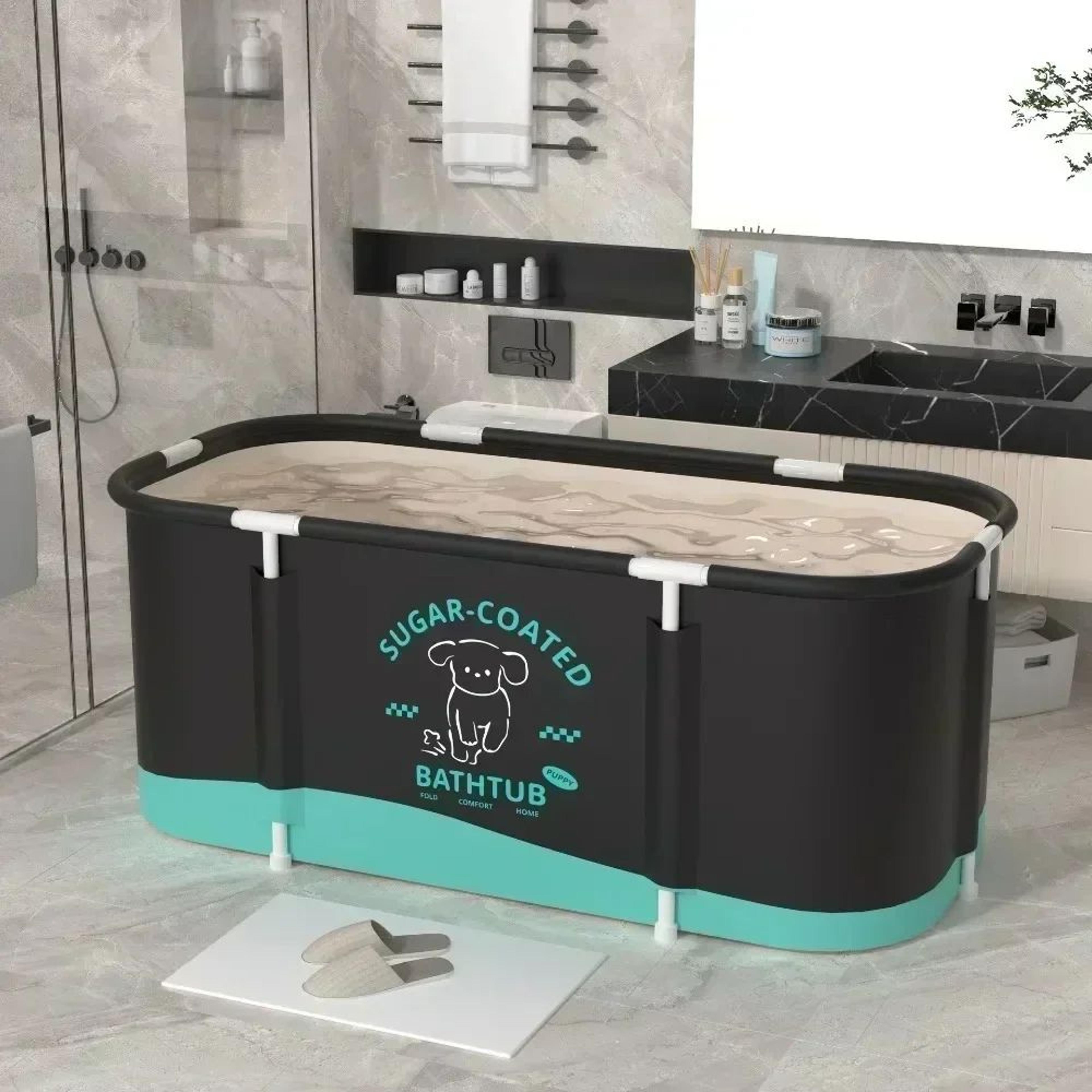 aquasoak foldable adult bathtub – thickened pvc space-saving bath bucket for home