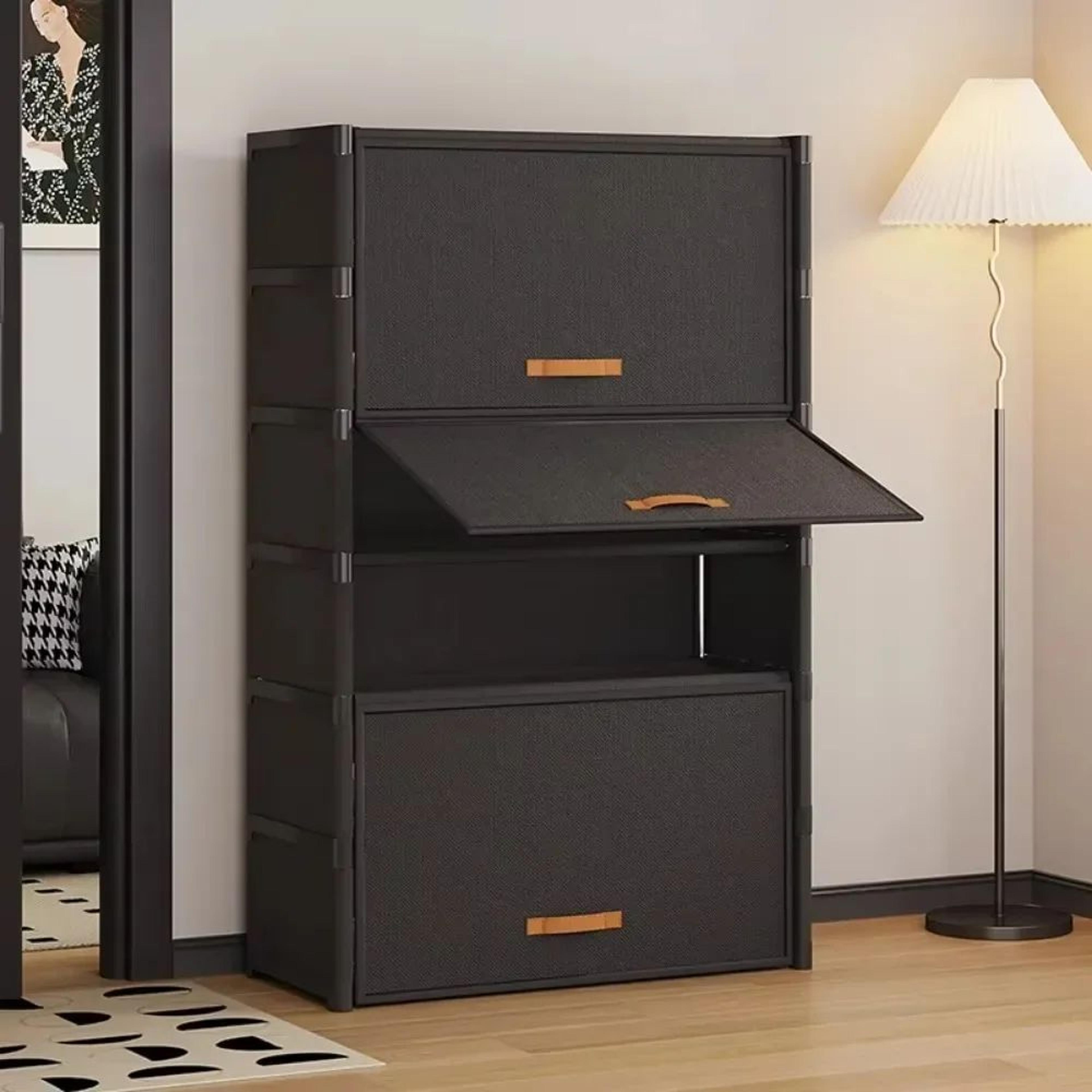 spacenest multi-layer shoe rack cabinet – space-saving entrance shoe organizer with curtain cover