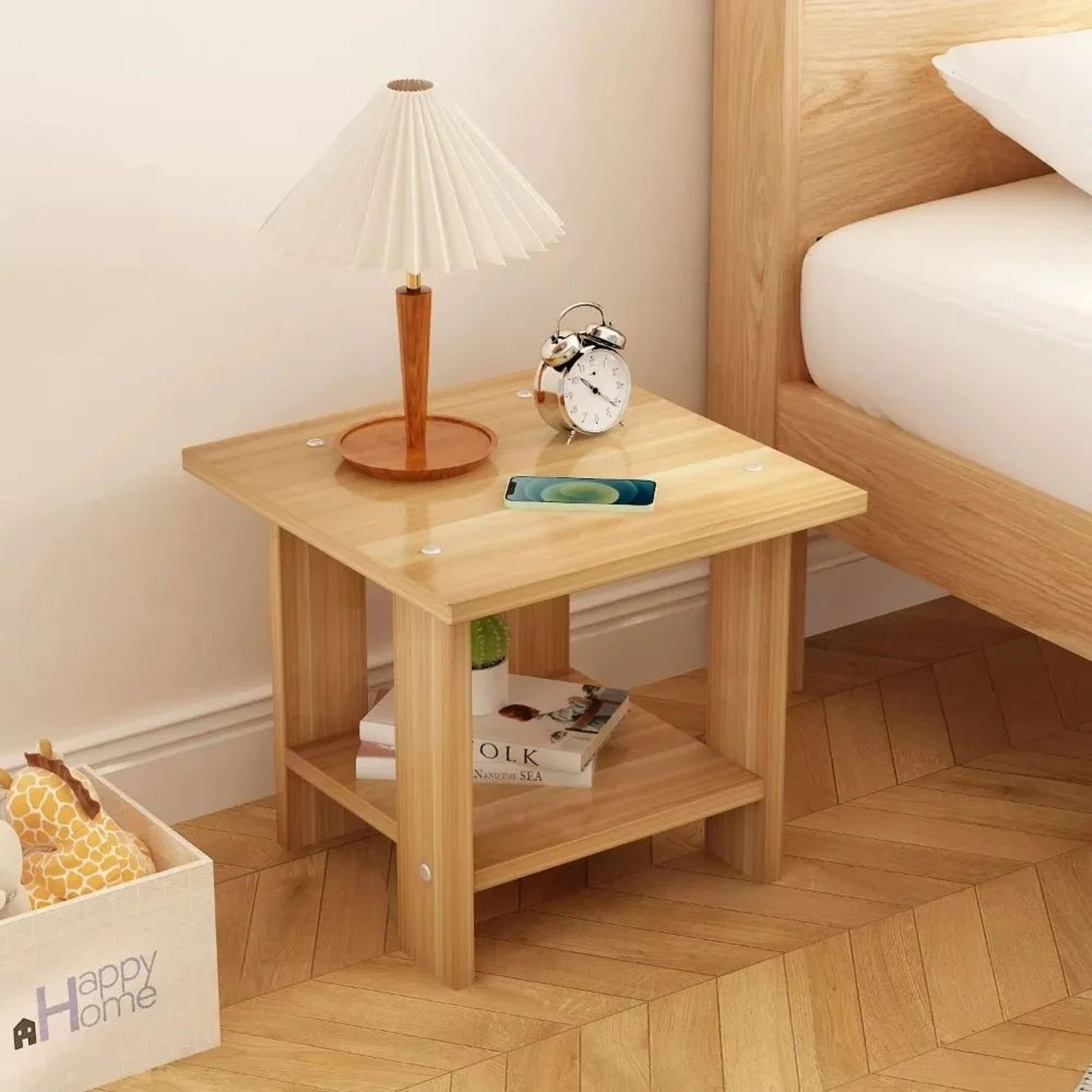 modern walnut bedside side table – minimalist storage cabinet for bedroom & living room