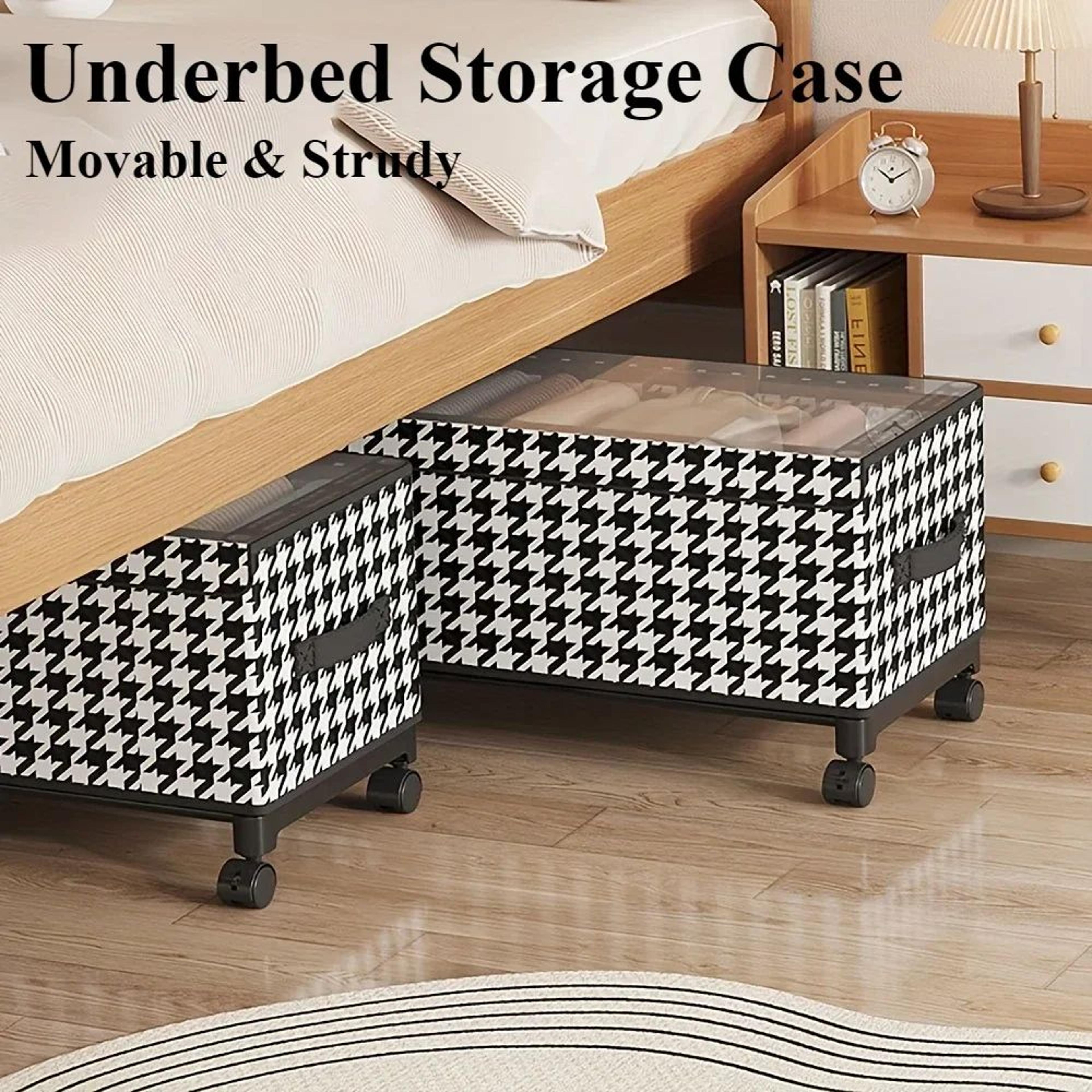 rolling underbed storage box with lid – large capacity dustproof clothing & toy organizer