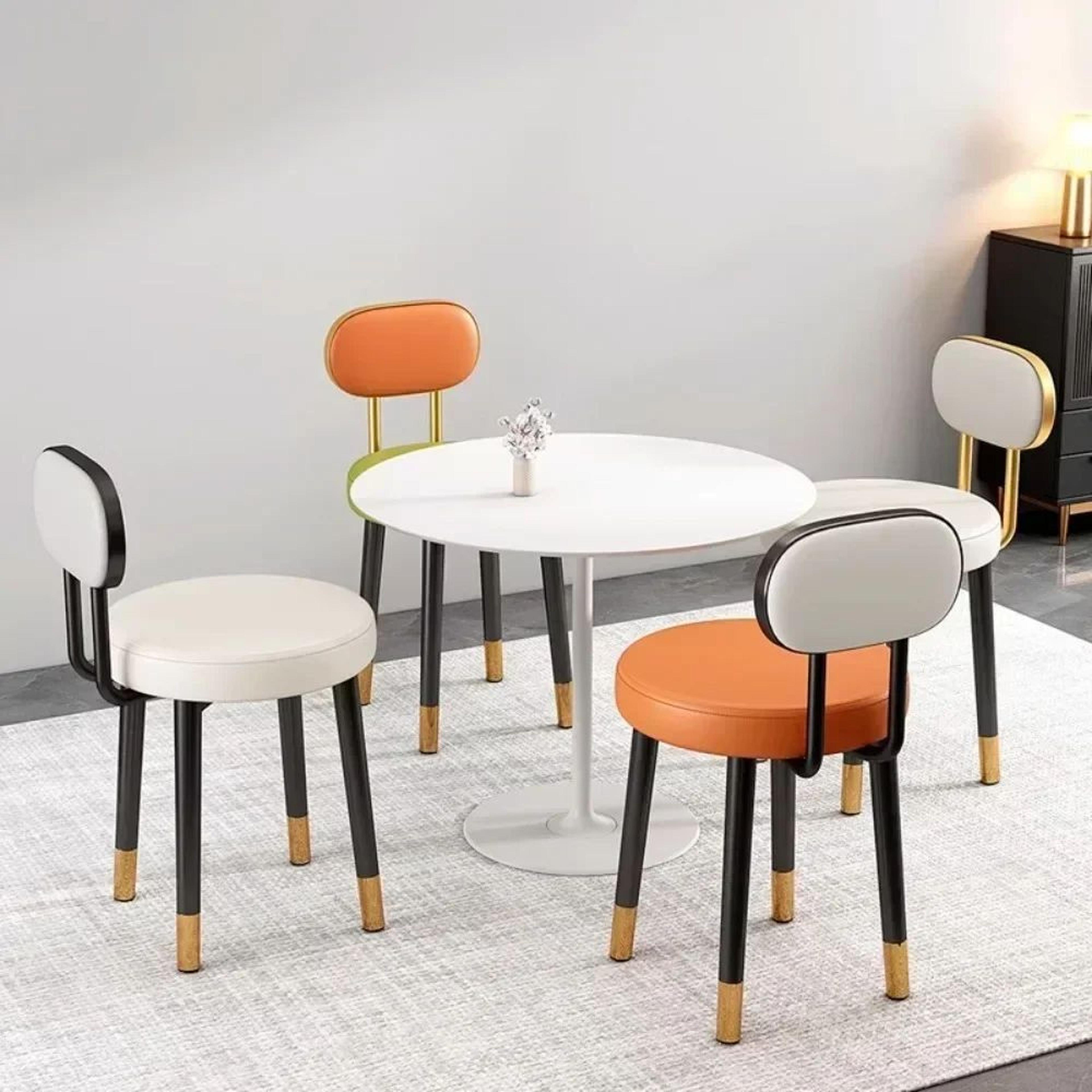 light luxury upholstered dining chair – modern metal frame dressing & accent chair