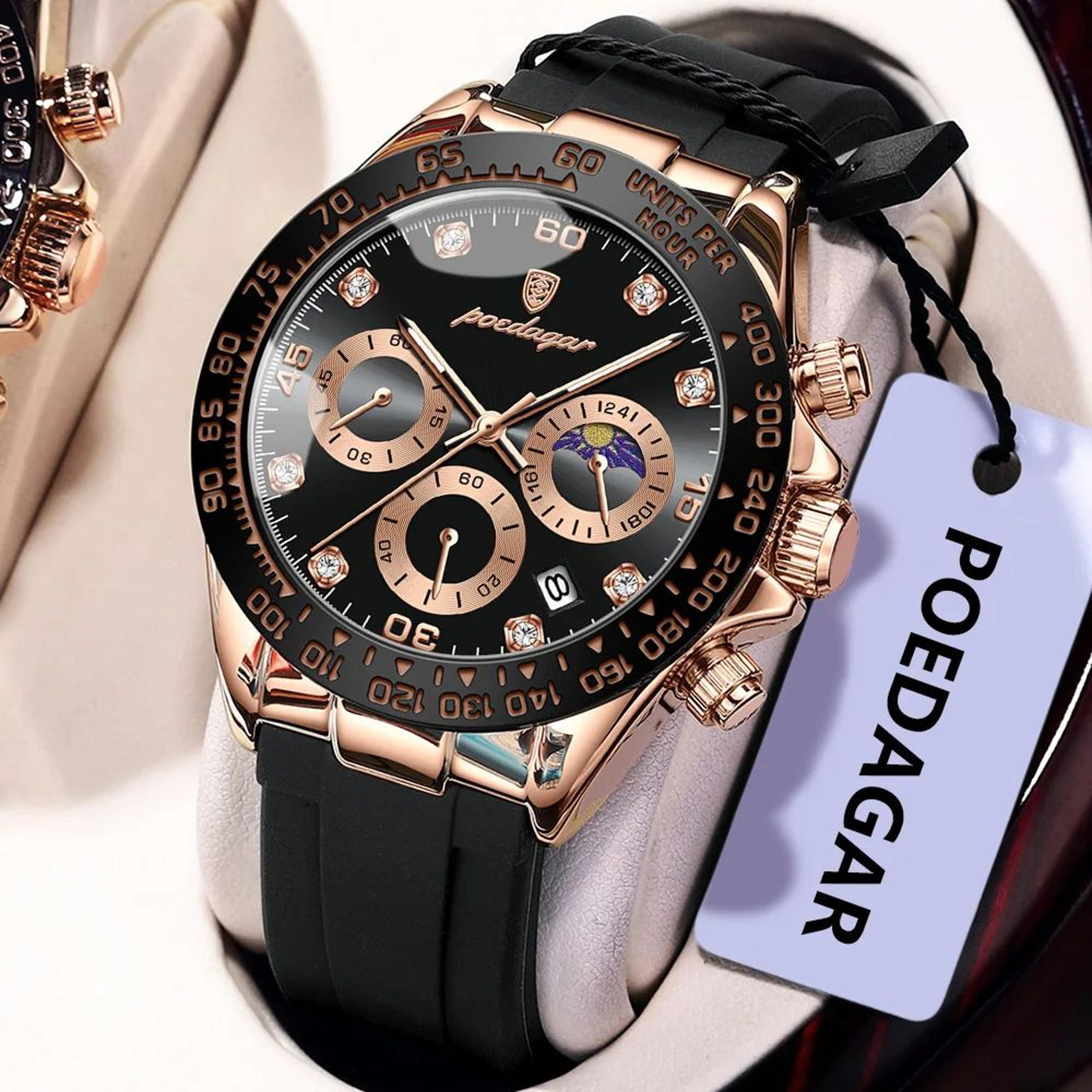 poedagar luxury military chronograph men's watch – waterproof luminous quartz wristwatch with date