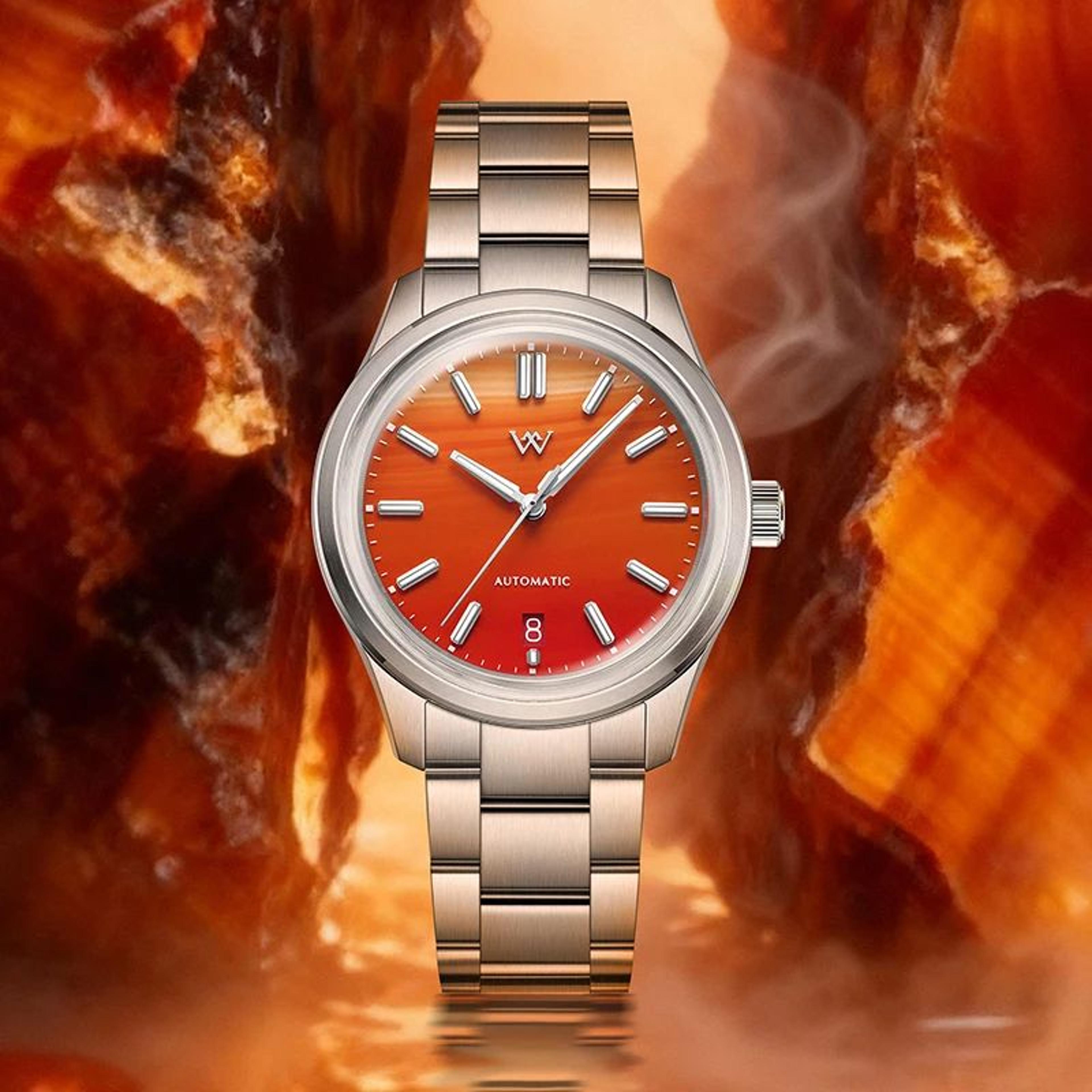welly merck wm225 gemstone series automatic nh35 men's watch with sapphire crystal – 328 ft water resistant