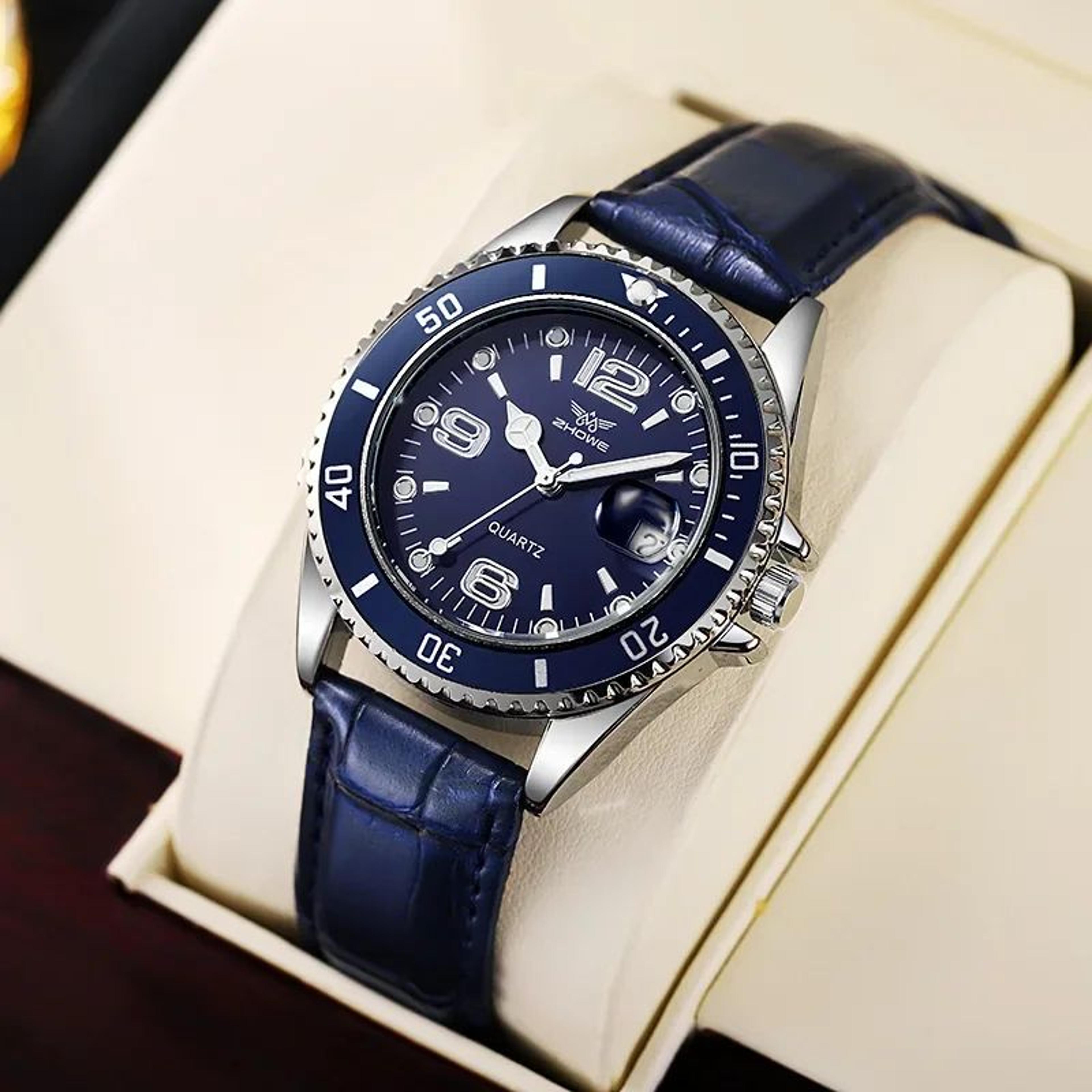 yolako v248 classic business men's leather quartz watch with full calendar
