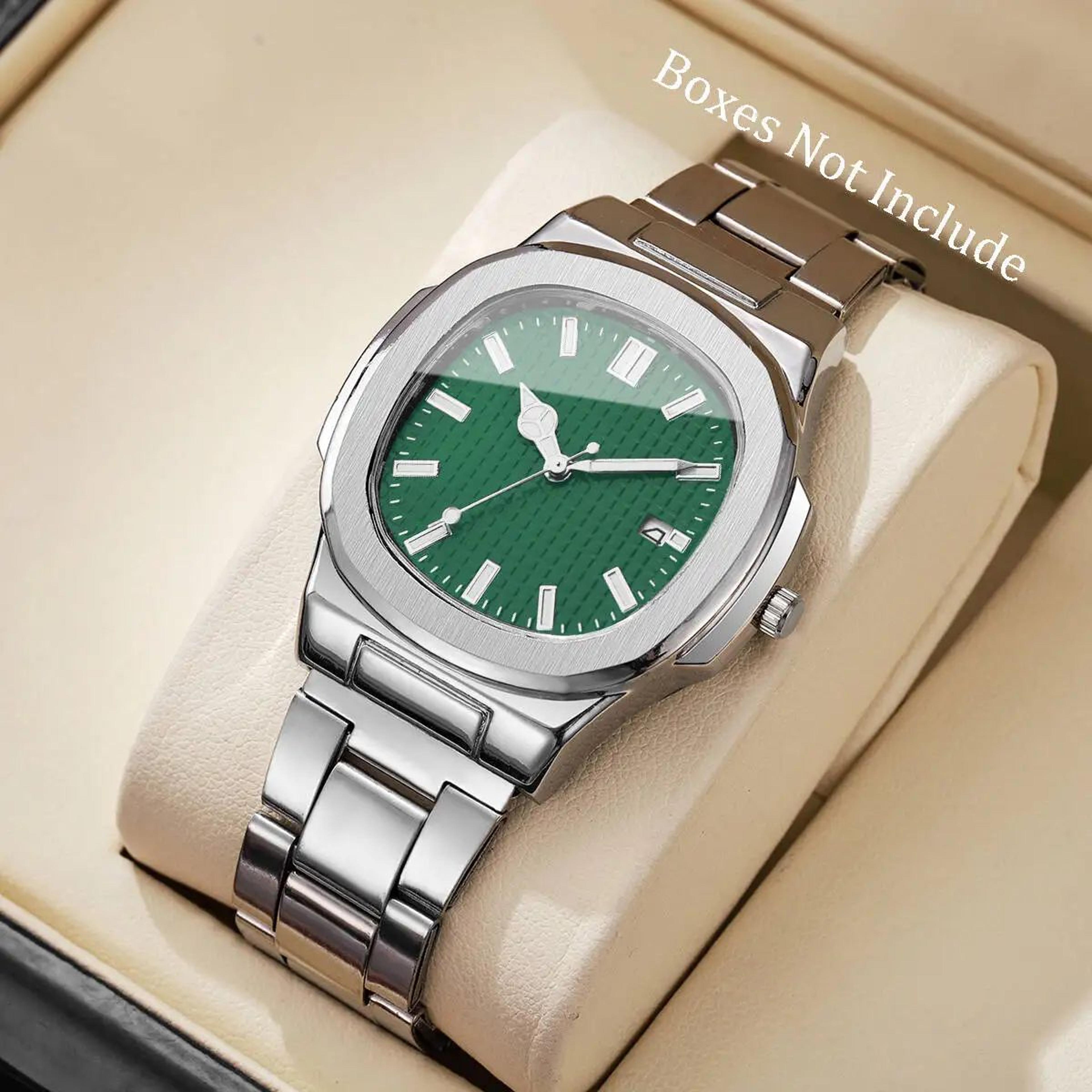 luxury square men's quartz business watch with calendar