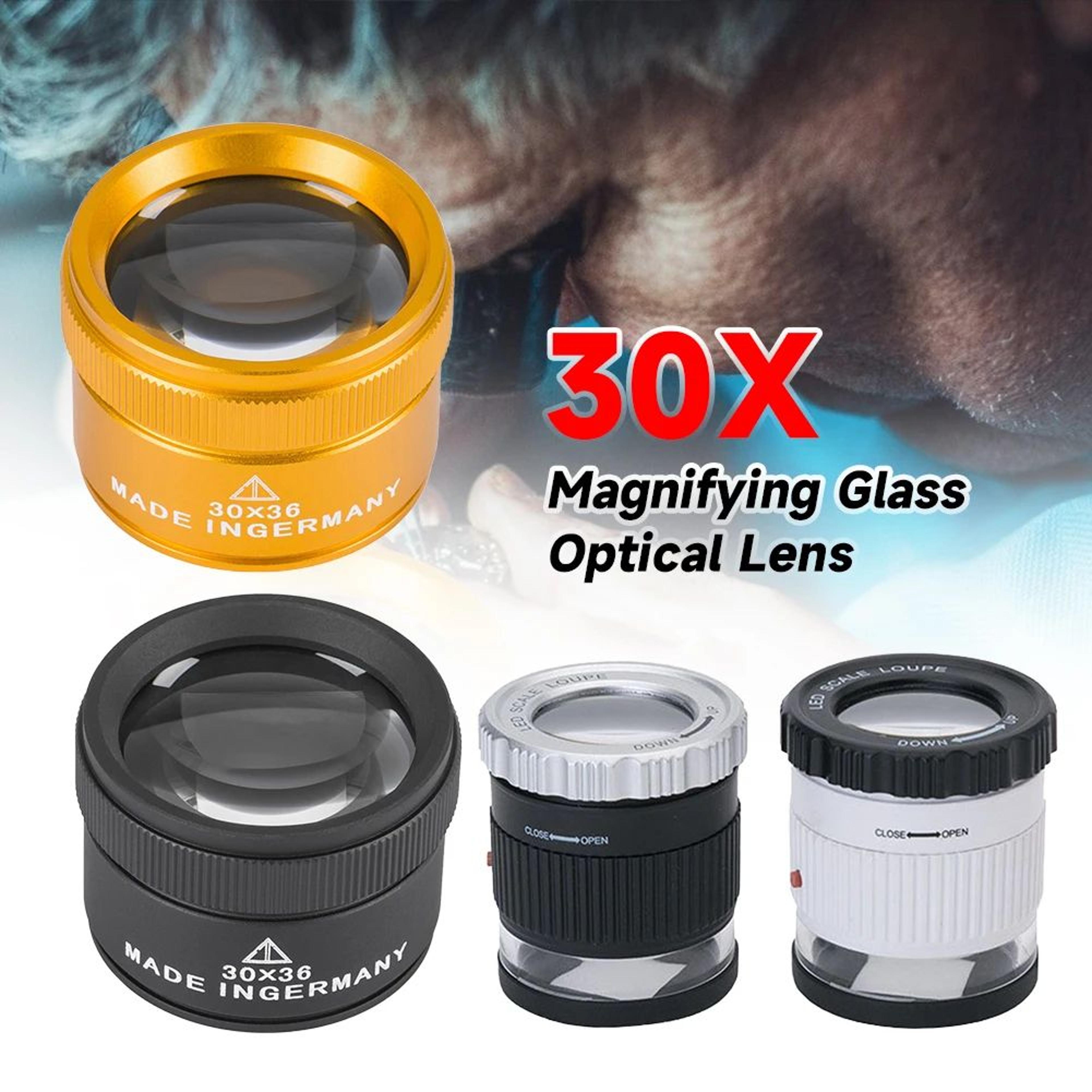 30x led uv handheld jewelry loupe – adjustable optical magnifying glass for watch repair & currency detection