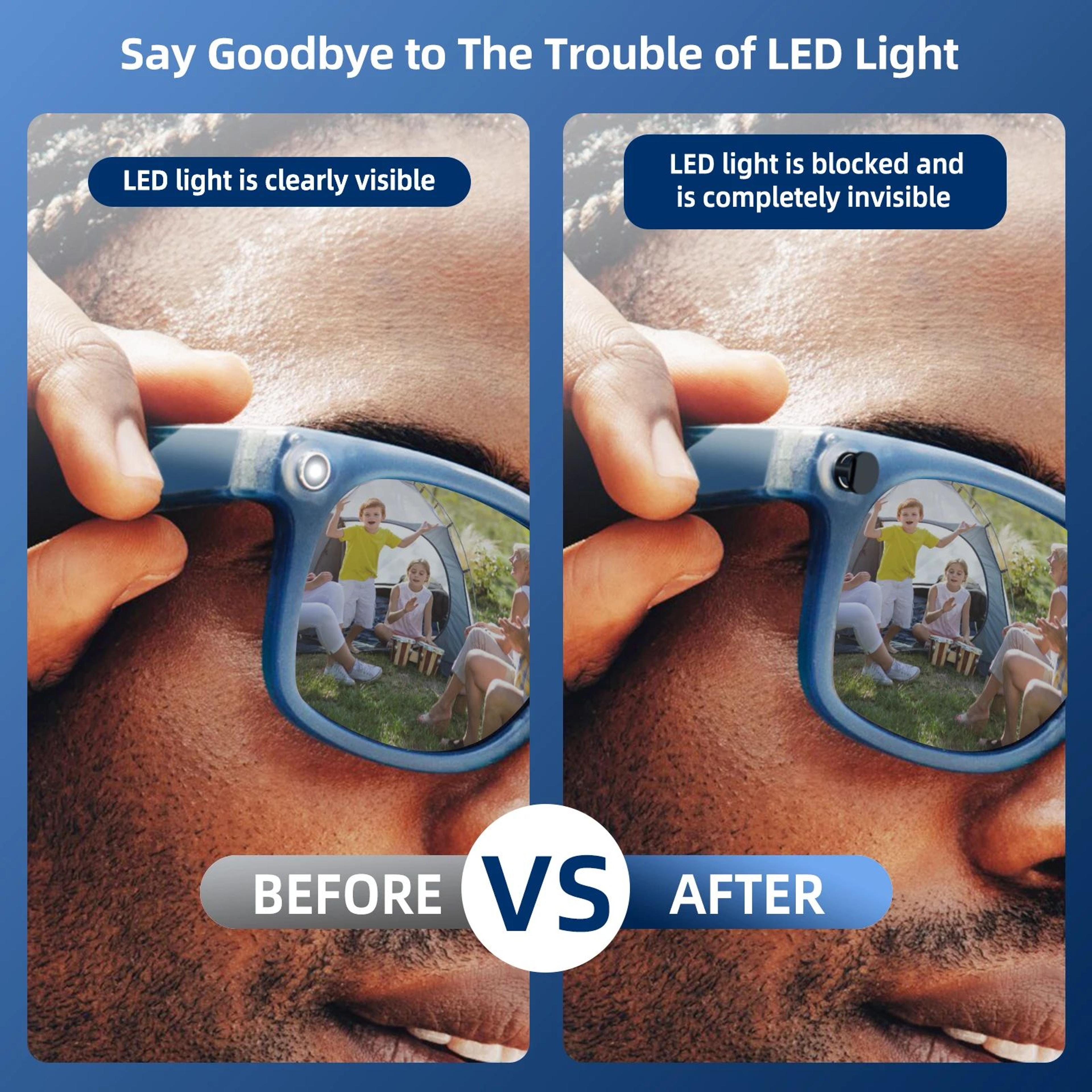 stealthshield led light cover for ray-ban meta & oakley meta hstn – adjustable camera privacy blocker 2nd gen compatible