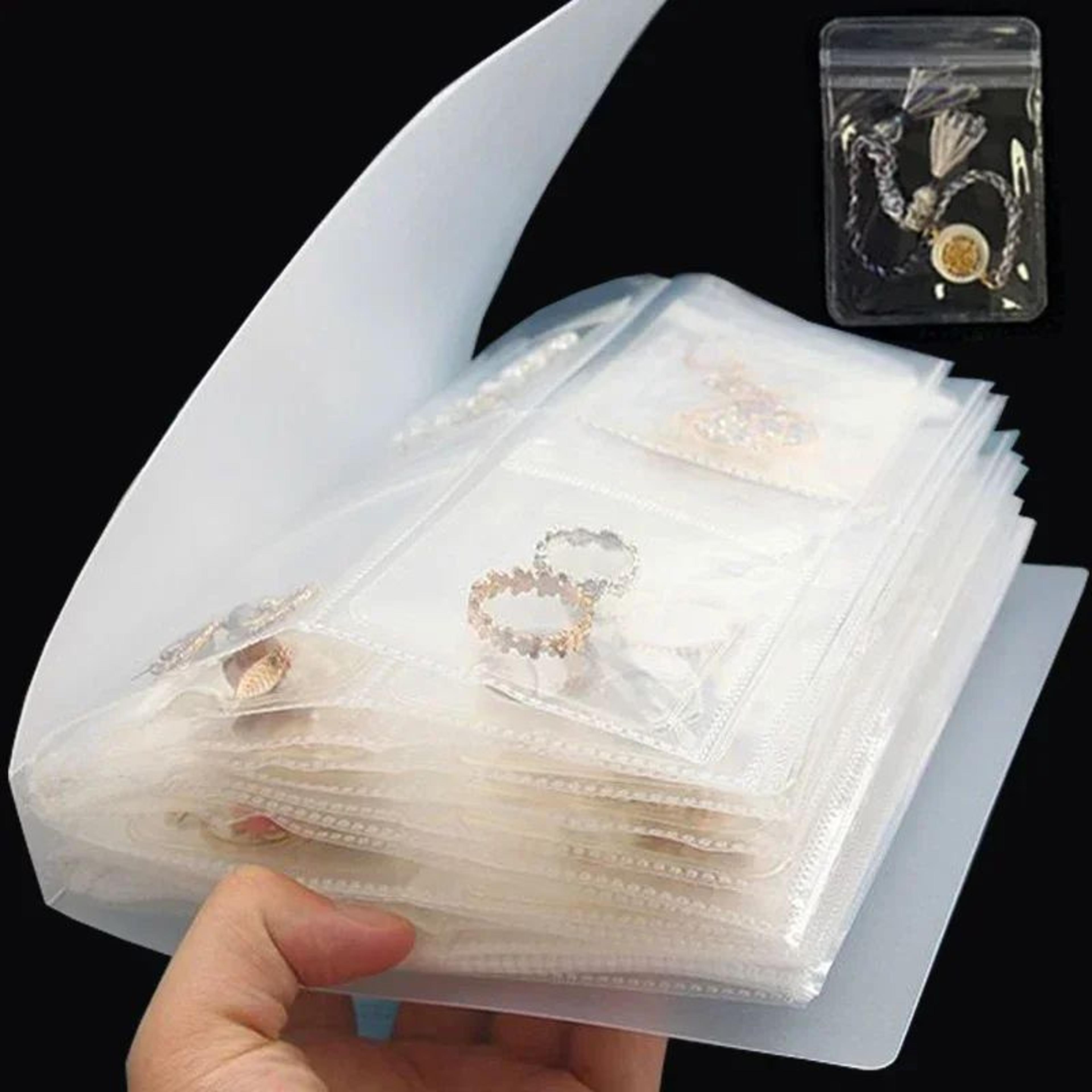 clearview anti-oxidation jewelry storage album organizer book with zipper – transparent necklace, bracelet & ring holder