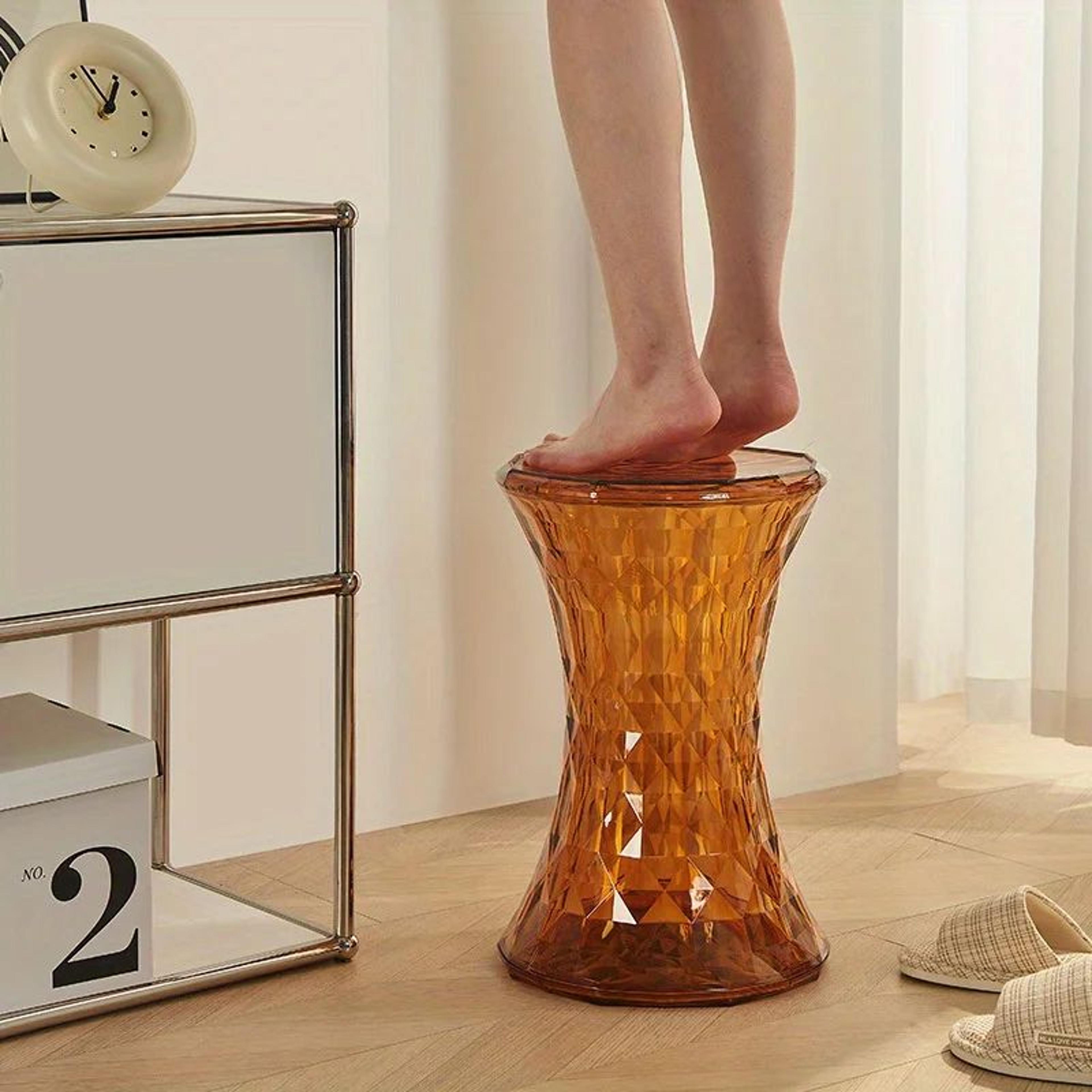 luxury acrylic storage stool – transparent modern bathroom & living room accent seat