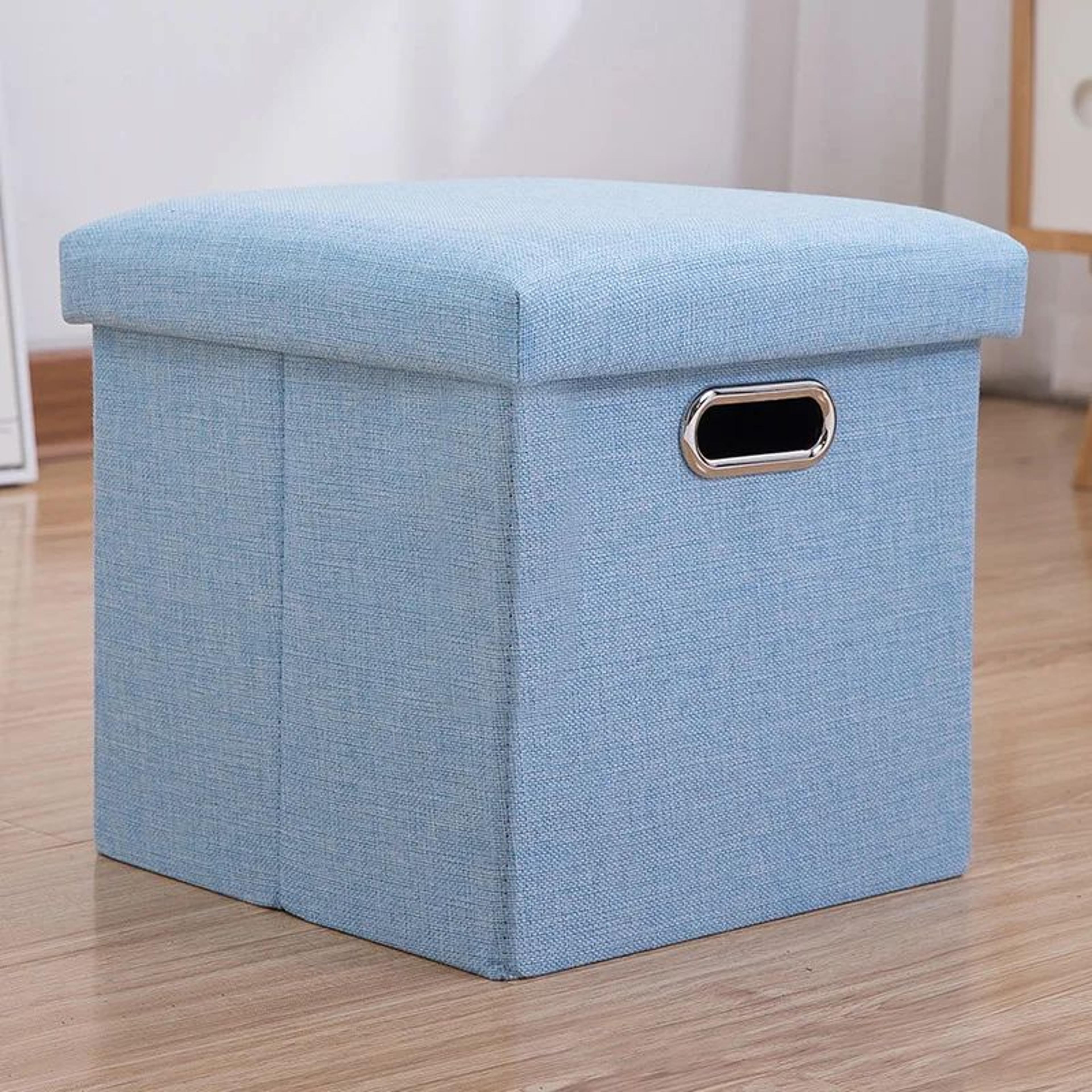 folding storage ottoman cube – collapsible footrest stool with padded lid for living room & dorm